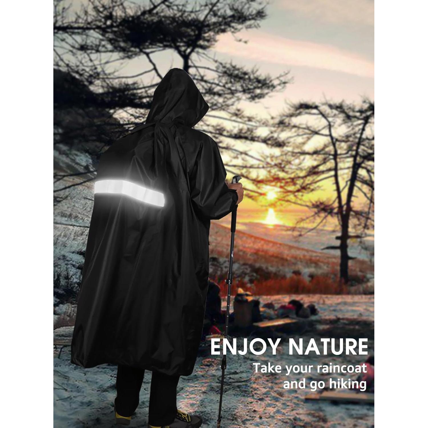 Poncho de Lluvia Impermeable ANYOO Unisex Negro para Camping
