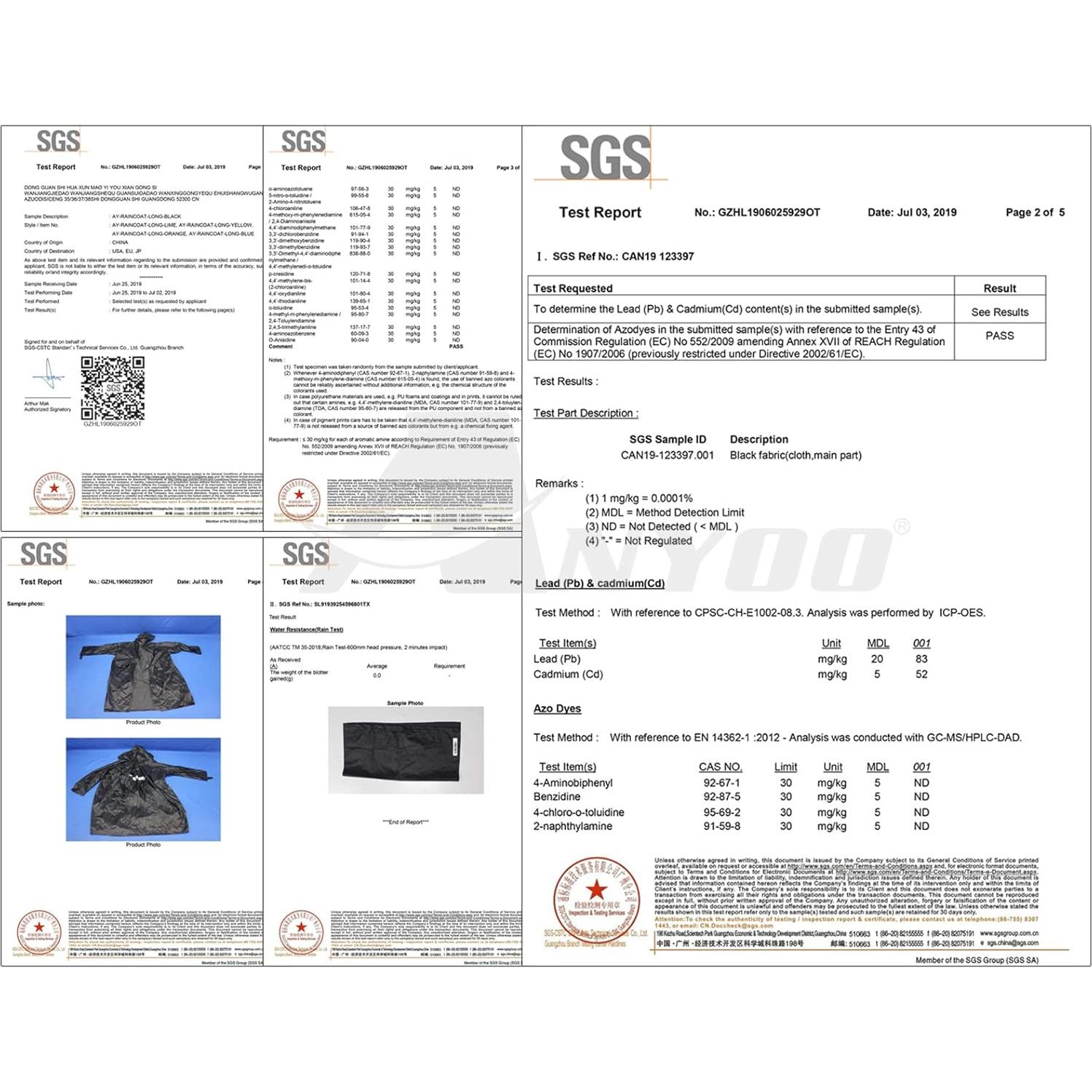 Poncho de Lluvia Impermeable ANYOO Unisex Negro para Camping