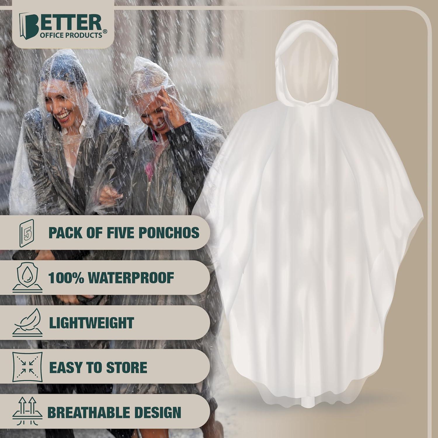 Ponchos de Lluvia Desechables Transparentes 5 Unidades PE