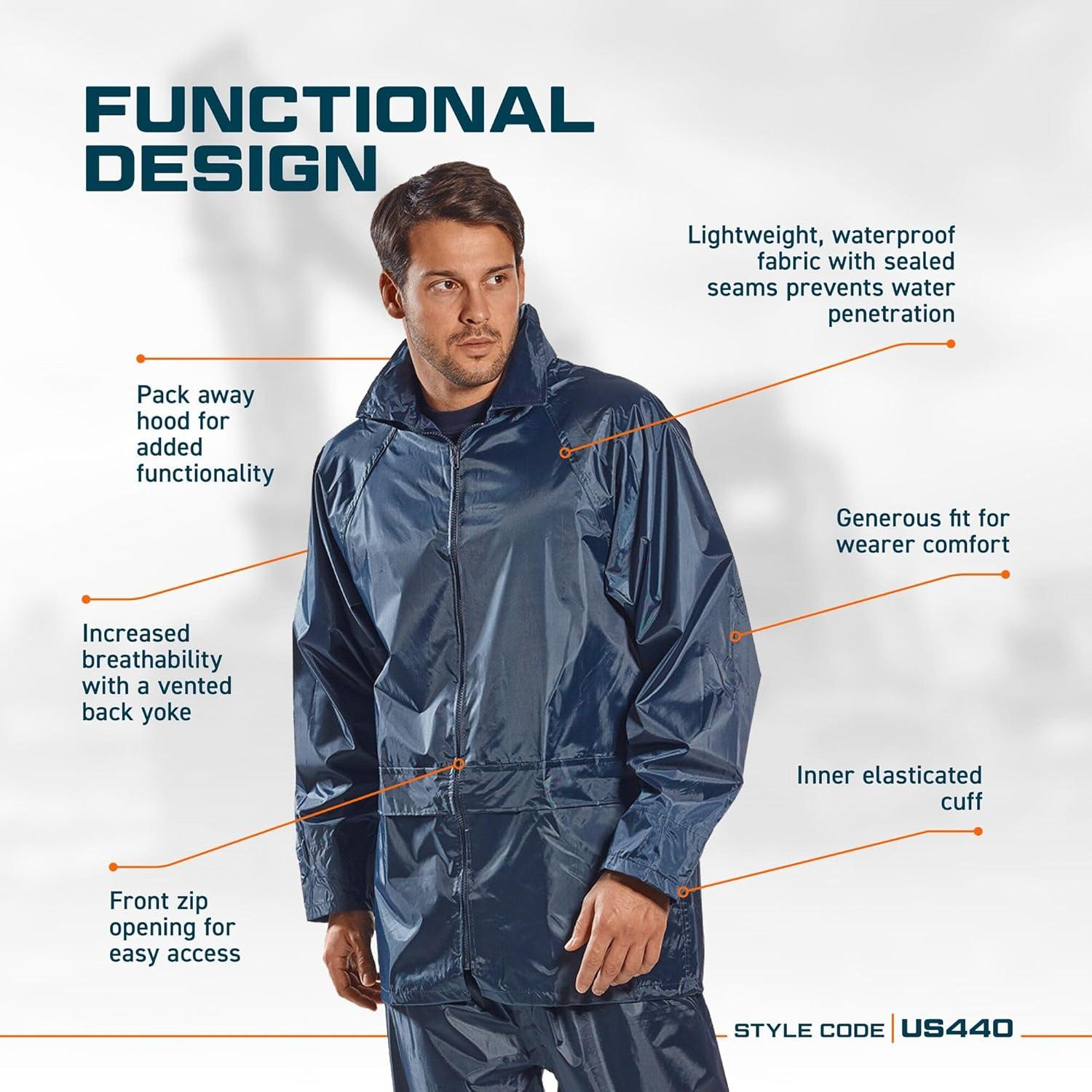 Chaqueta de Lluvia Impermeable Portwest US440 Verde Oliva M