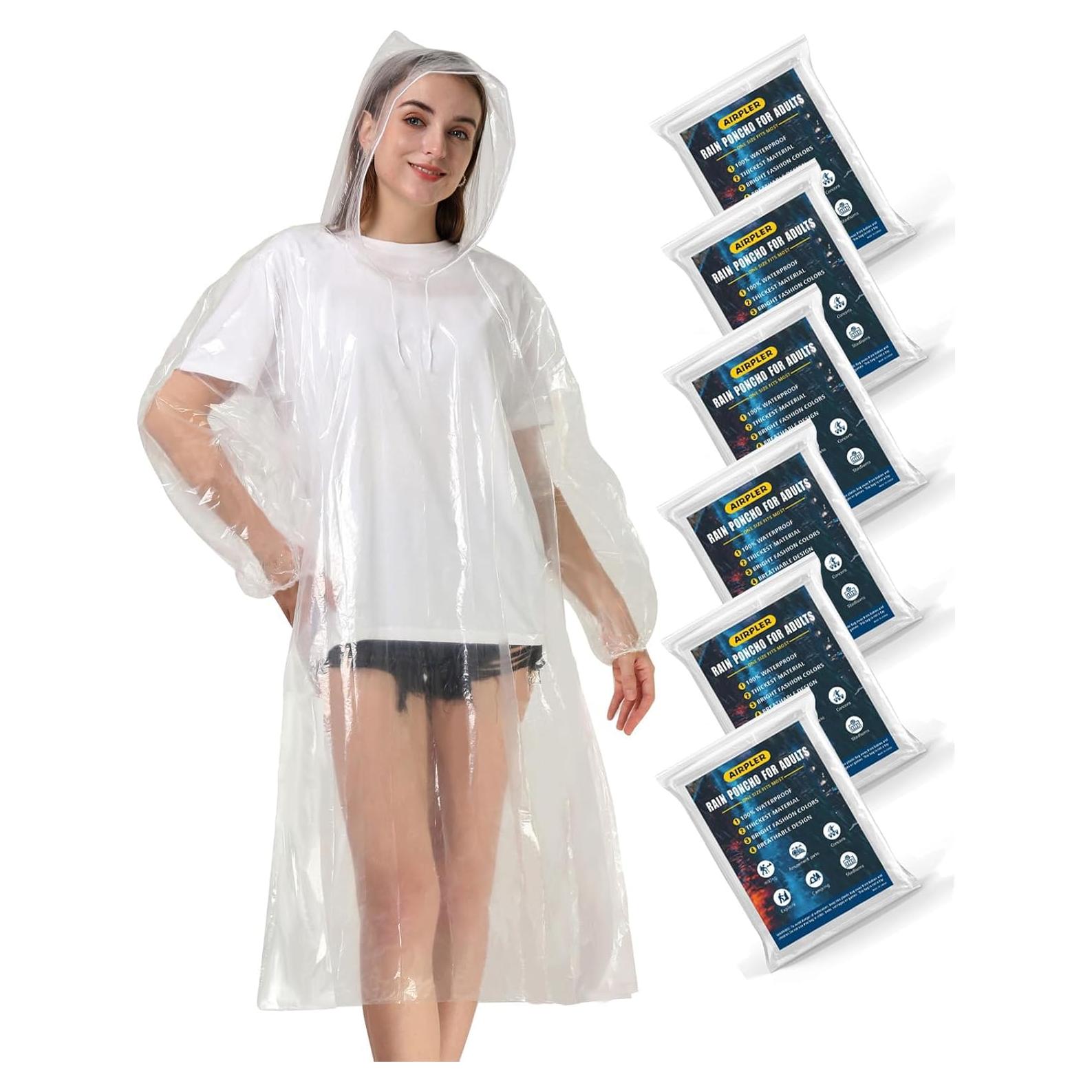 Ponchos de Lluvia Desechables Airpler - 6 Unidades Transparentes