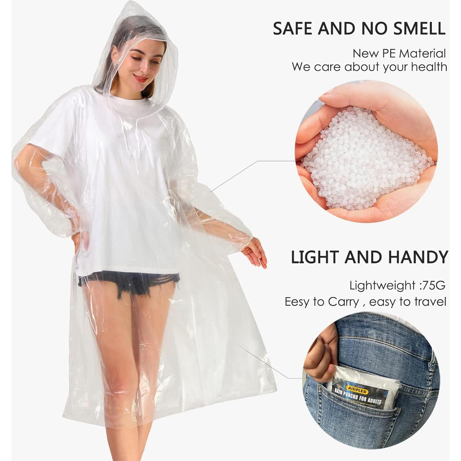 Ponchos de Lluvia Desechables Airpler - 6 Unidades Transparentes