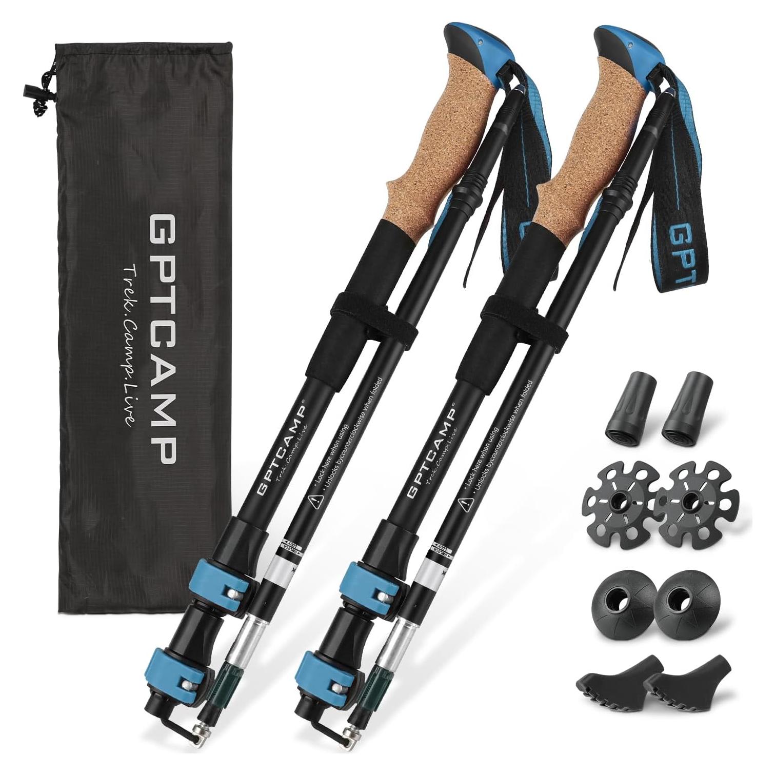 Bastones de Senderismo Plegables GPTCAMP 2pcs Ajustables 0.75kg