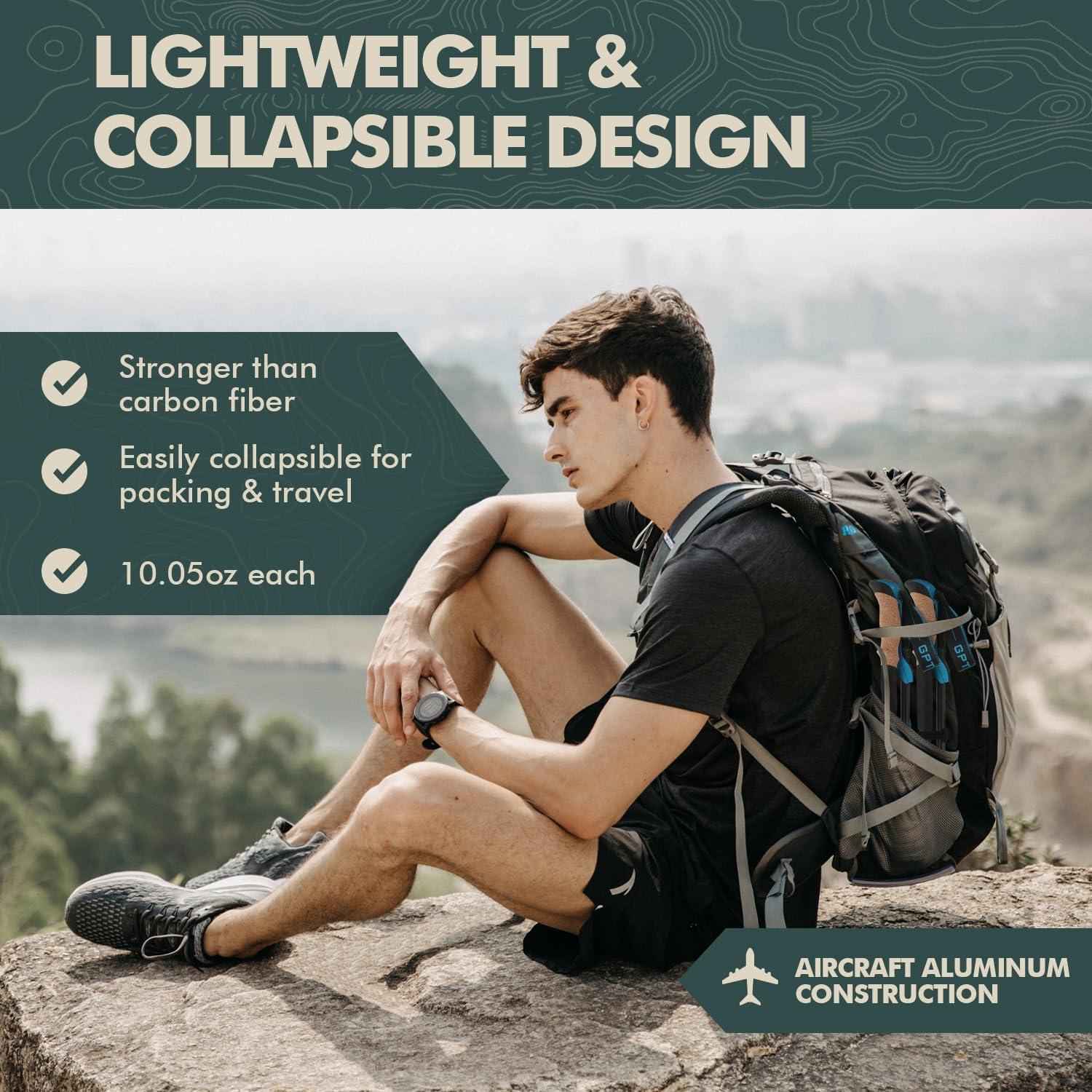 Bastones de Senderismo Plegables GPTCAMP 2pcs Ajustables 0.75kg