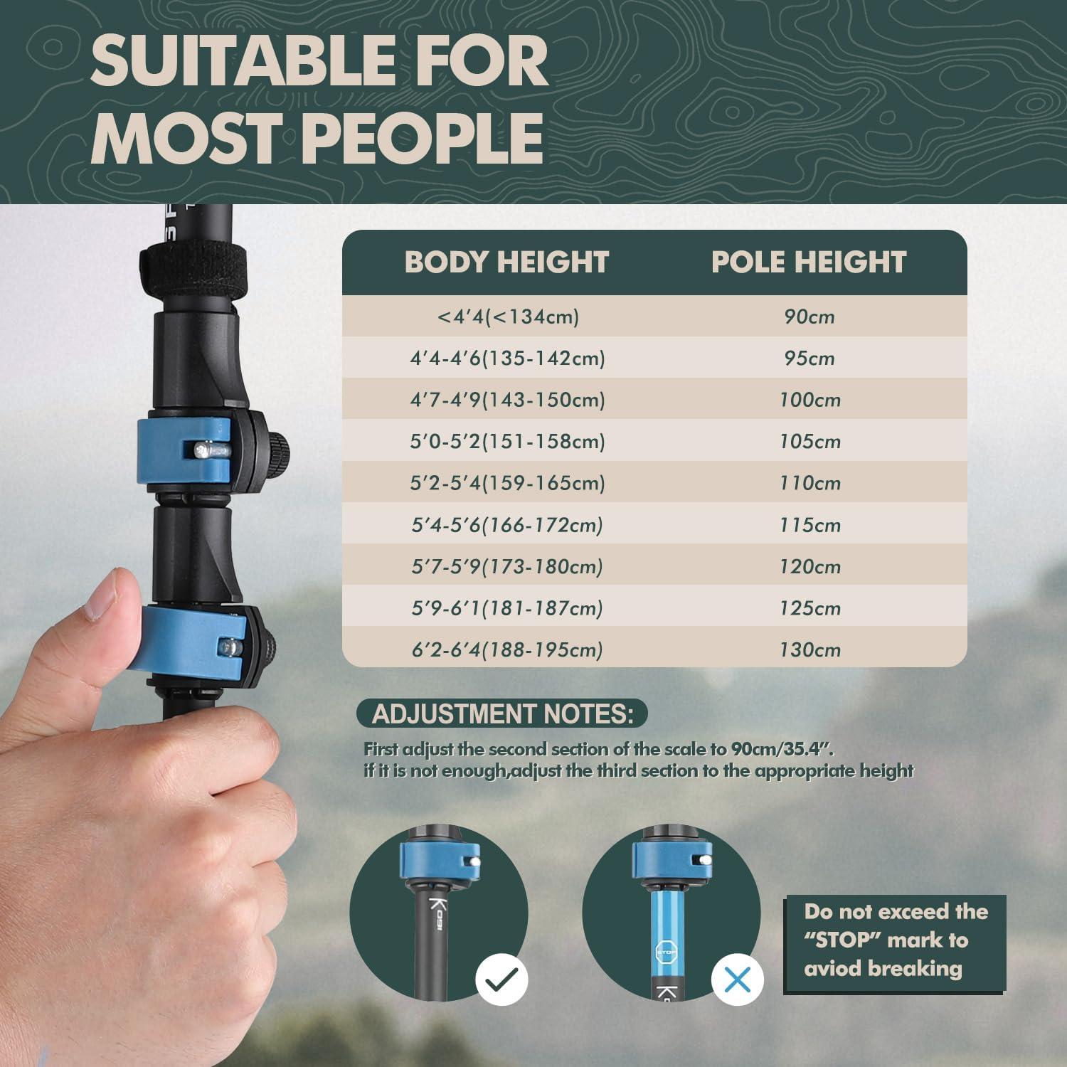 Bastones de Senderismo Plegables GPTCAMP 2pcs Ajustables 0.75kg