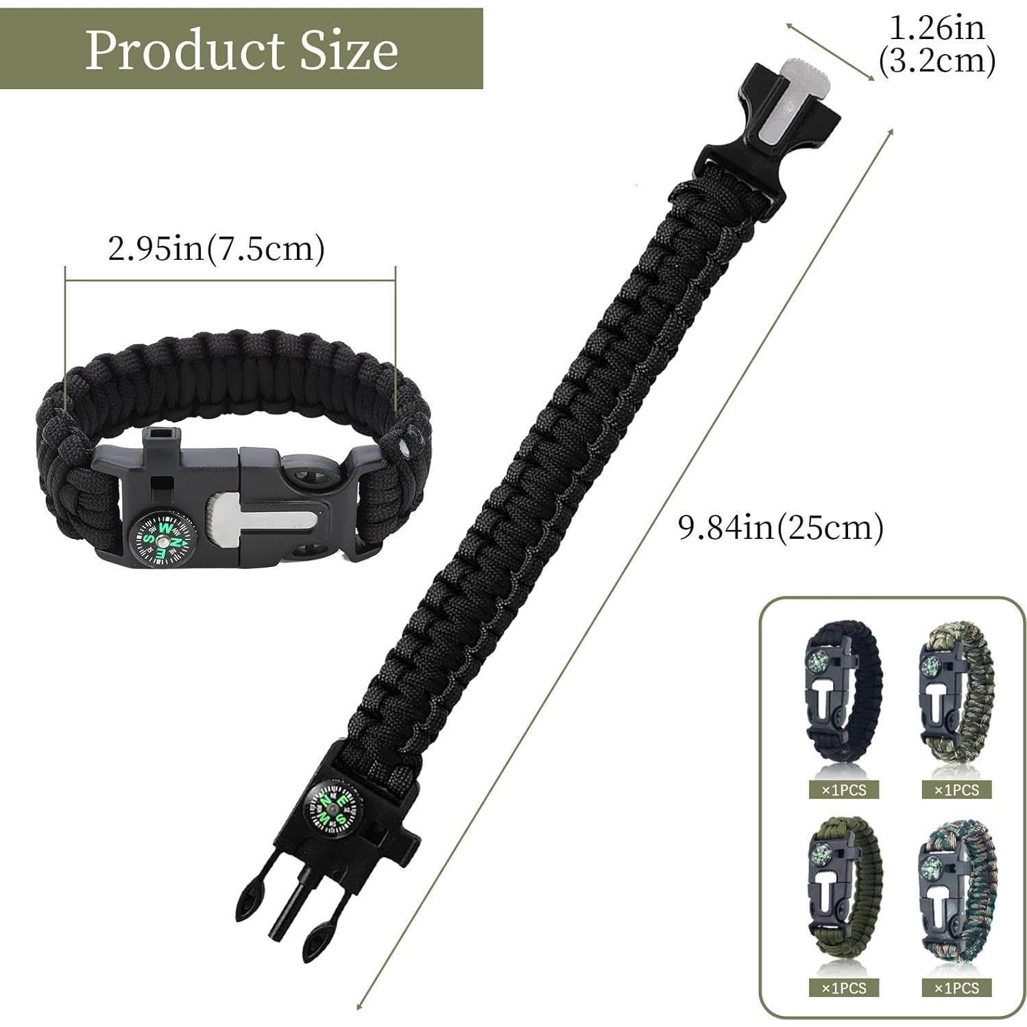 Kit de Supervivencia 5 en 1 BOSOIRSOU - 4 Pulseras Paracord