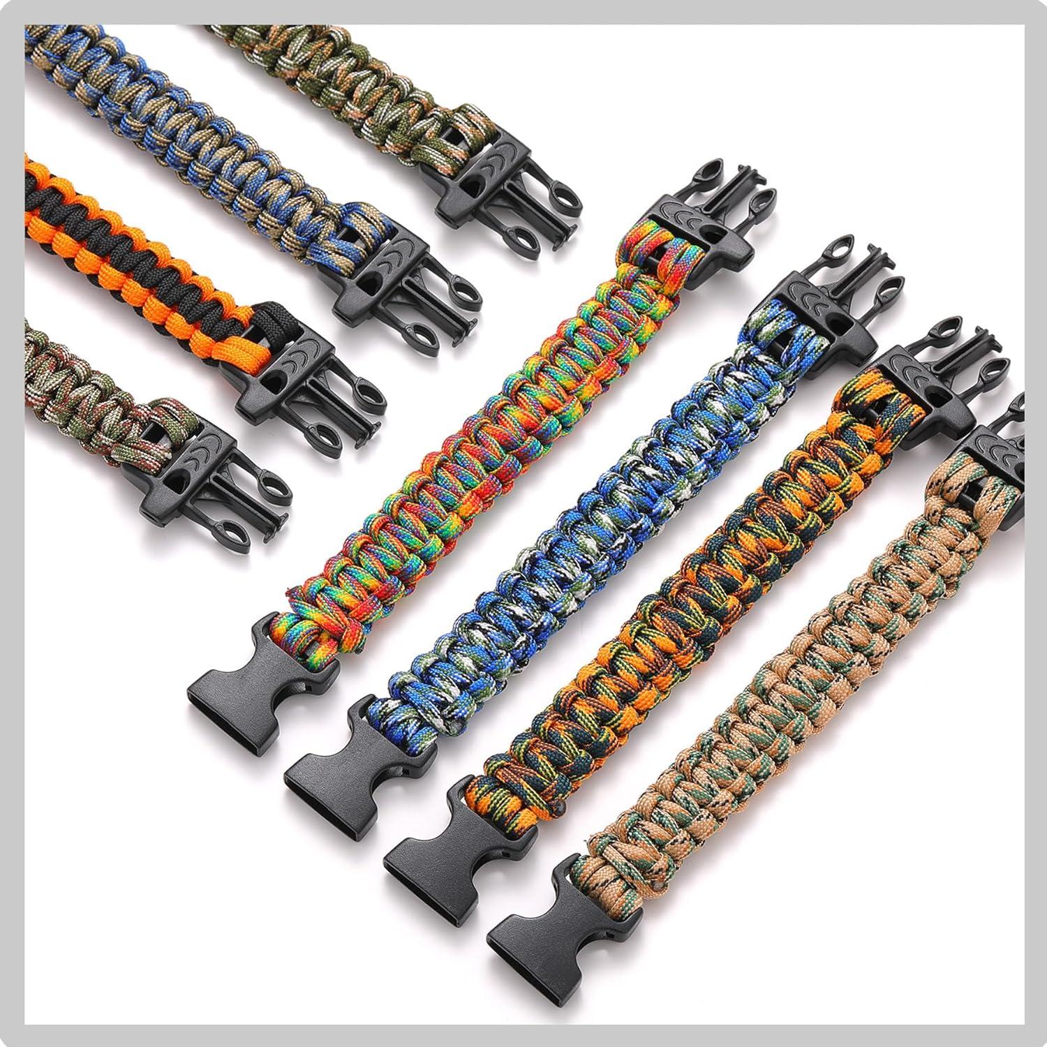 15 Pulseras Paracord de Supervivencia para Niños y Hombres