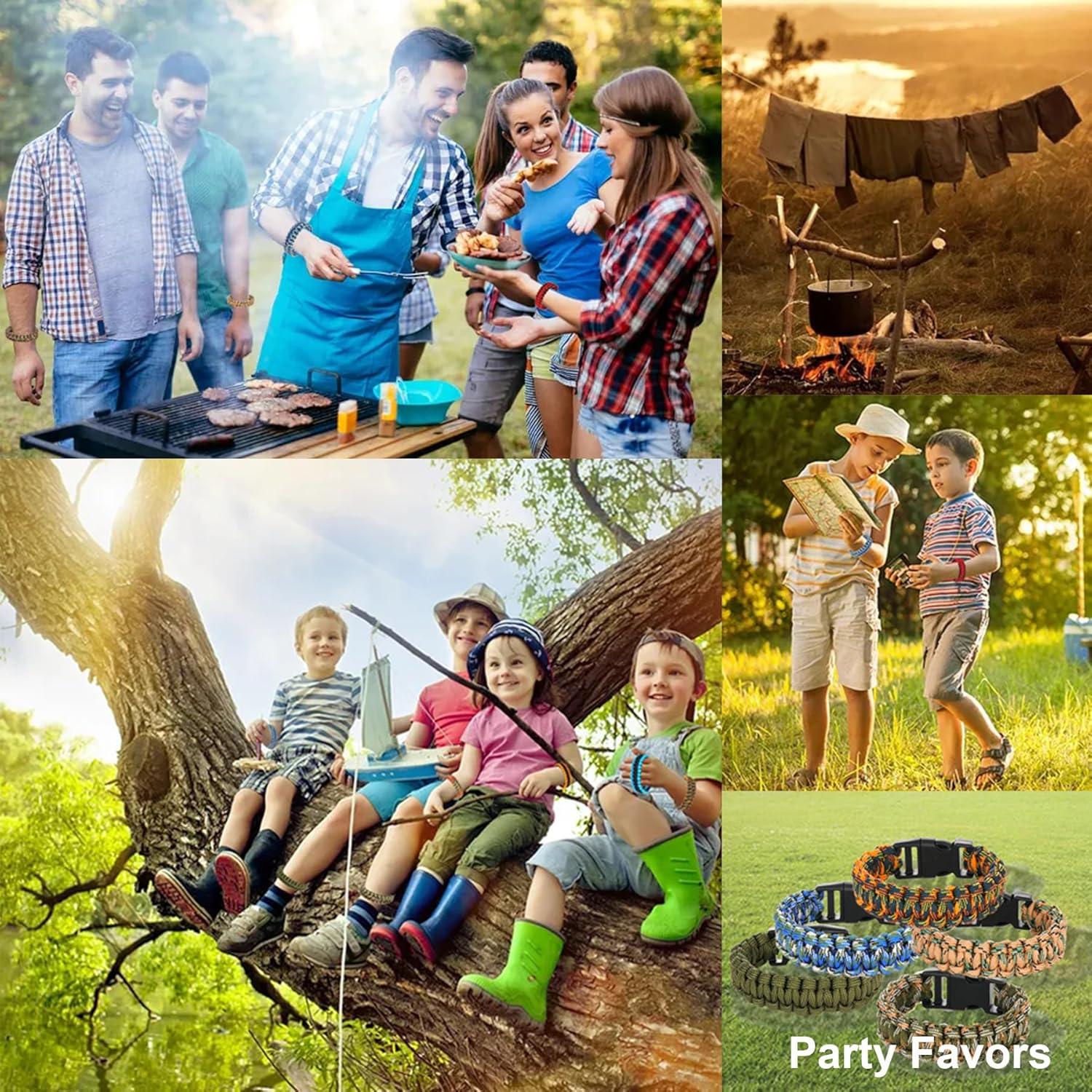 15 Pulseras Paracord de Supervivencia para Niños y Hombres