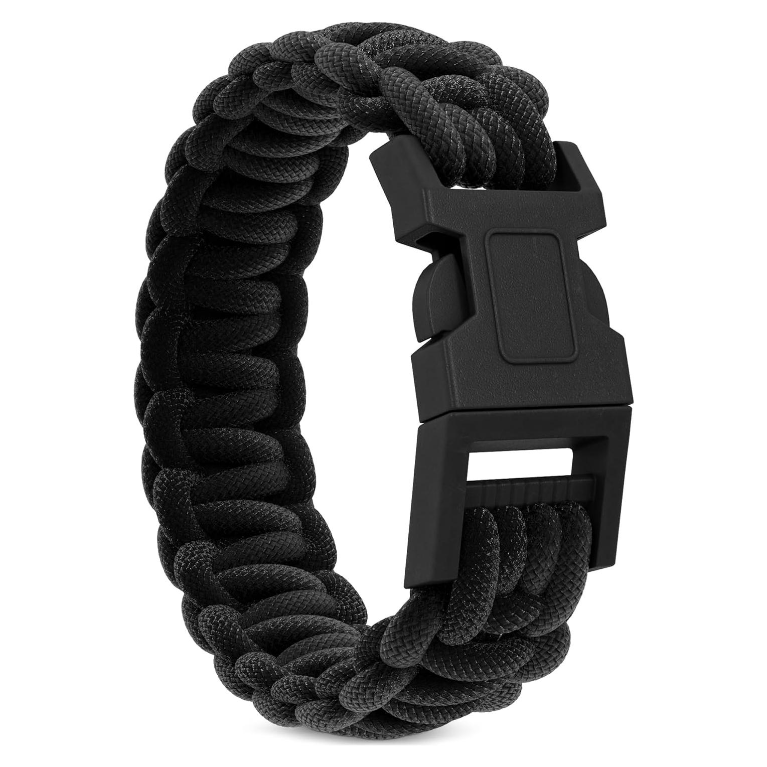 Pulsera de Supervivencia NADOBA de Paracord Negra 24.1 cm