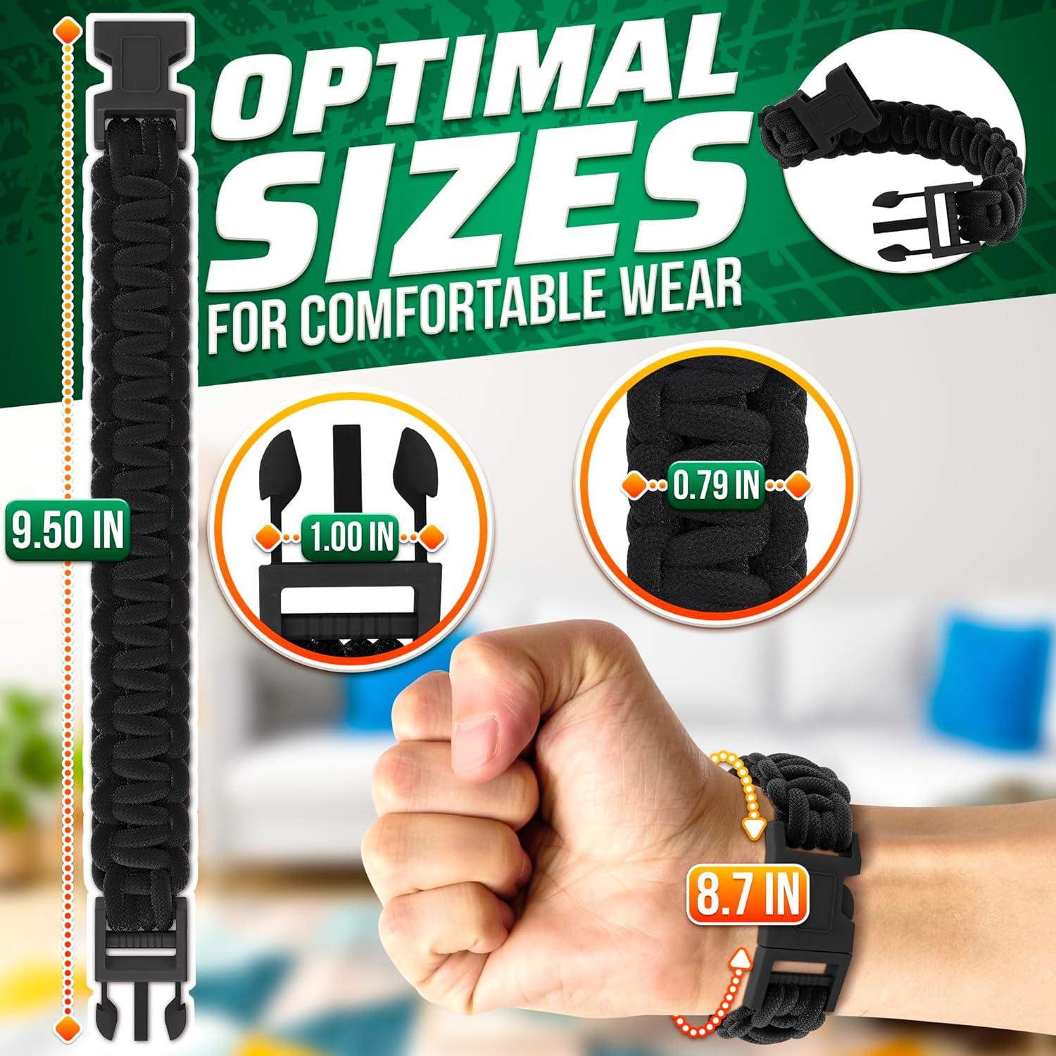 Pulsera de Supervivencia NADOBA de Paracord Negra 24.1 cm