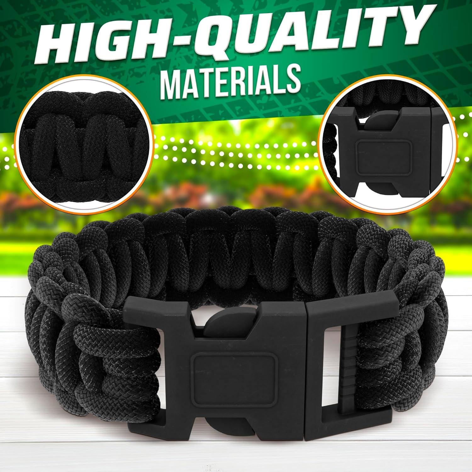 Pulsera de Supervivencia NADOBA de Paracord Negra 24.1 cm