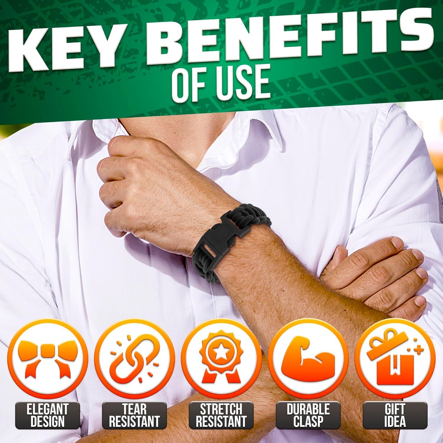 Pulsera de Supervivencia NADOBA de Paracord Negra 24.1 cm