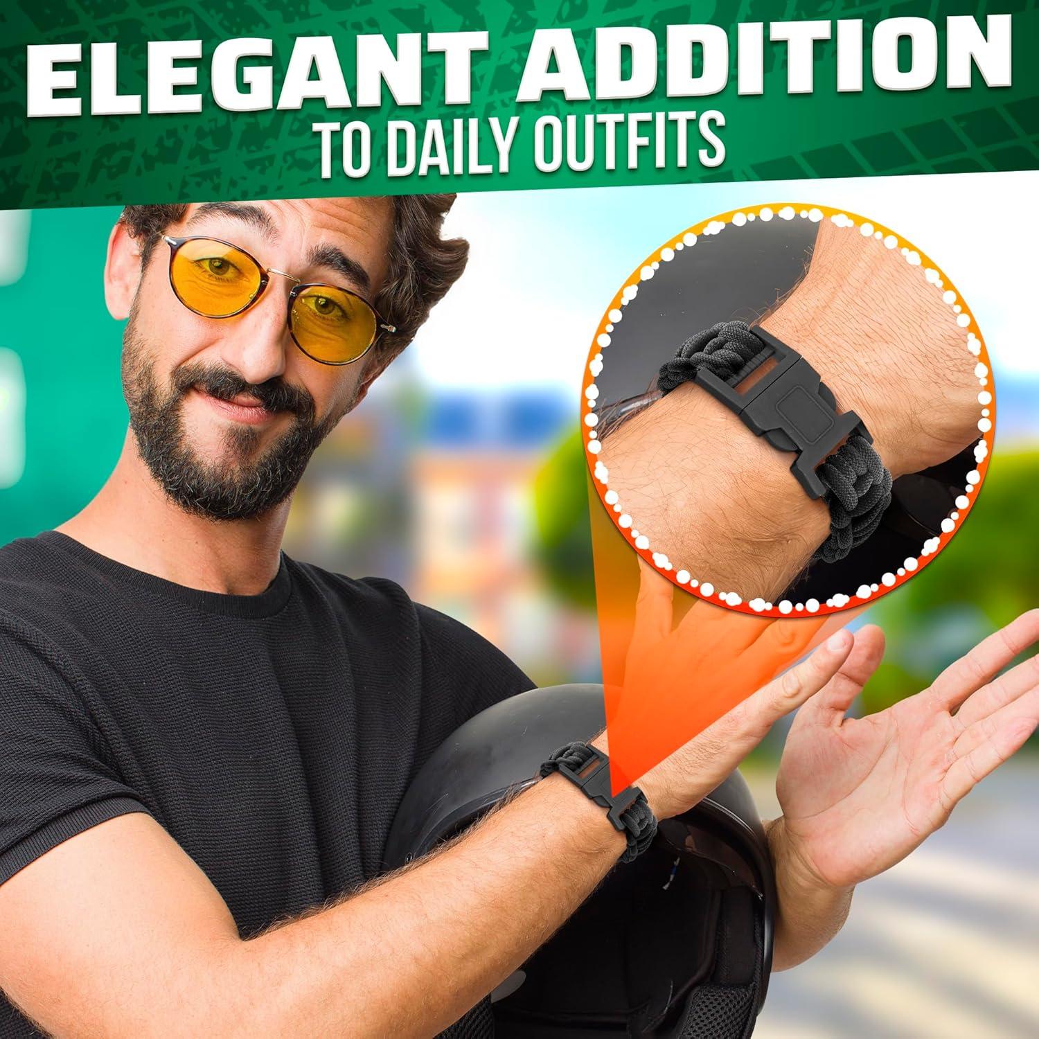 Pulsera de Supervivencia NADOBA de Paracord Negra 24.1 cm