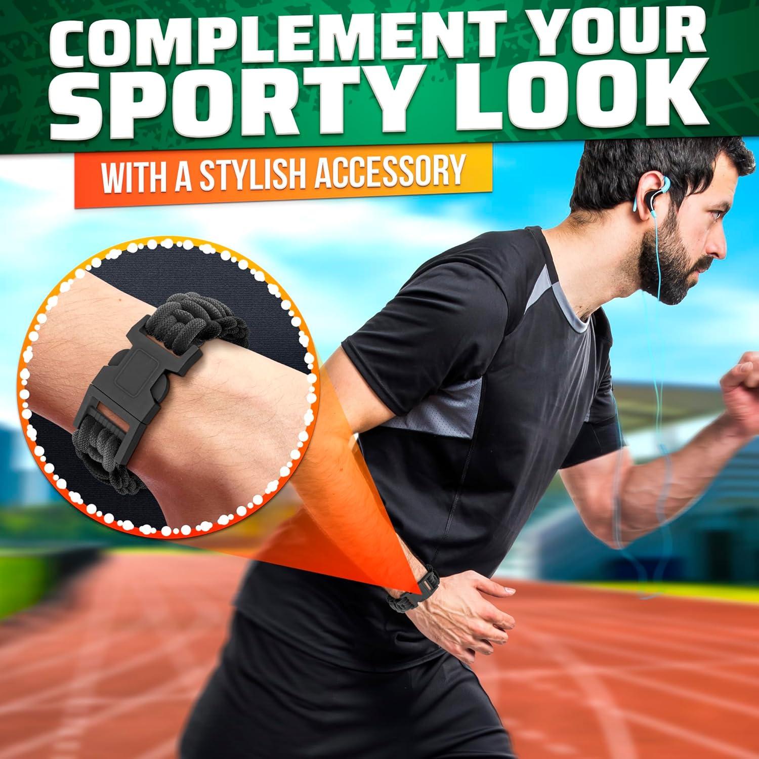 Pulsera de Supervivencia NADOBA de Paracord Negra 24.1 cm