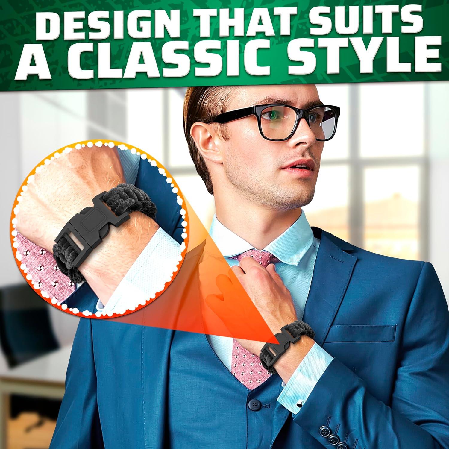 Pulsera de Supervivencia NADOBA de Paracord Negra 24.1 cm