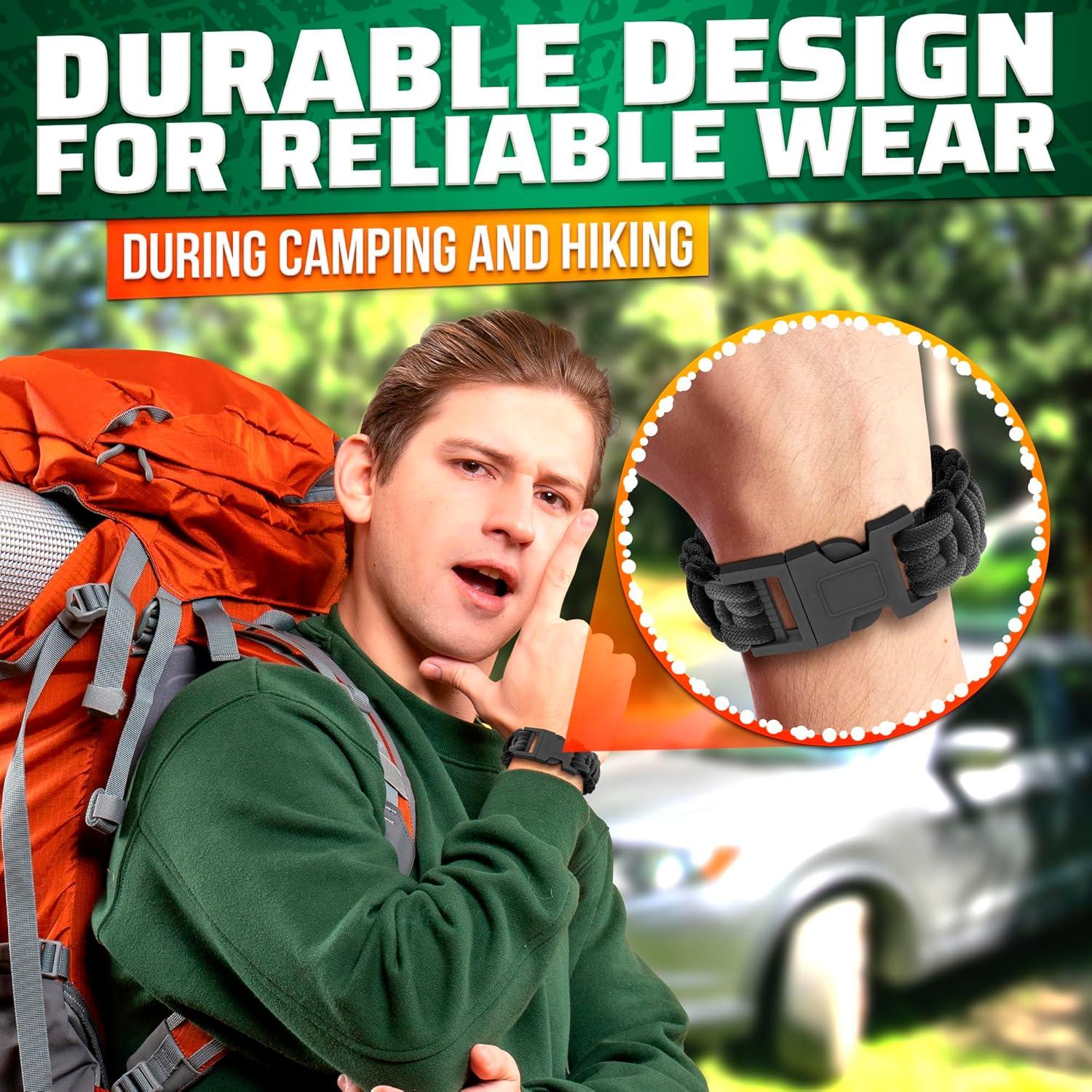 Pulsera de Supervivencia NADOBA de Paracord Negra 24.1 cm