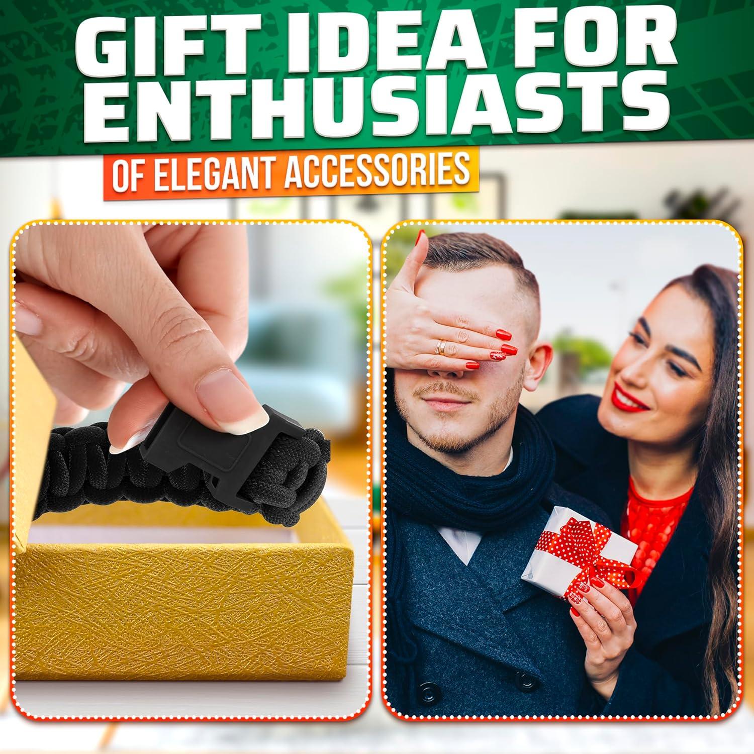 Pulsera de Supervivencia NADOBA de Paracord Negra 24.1 cm