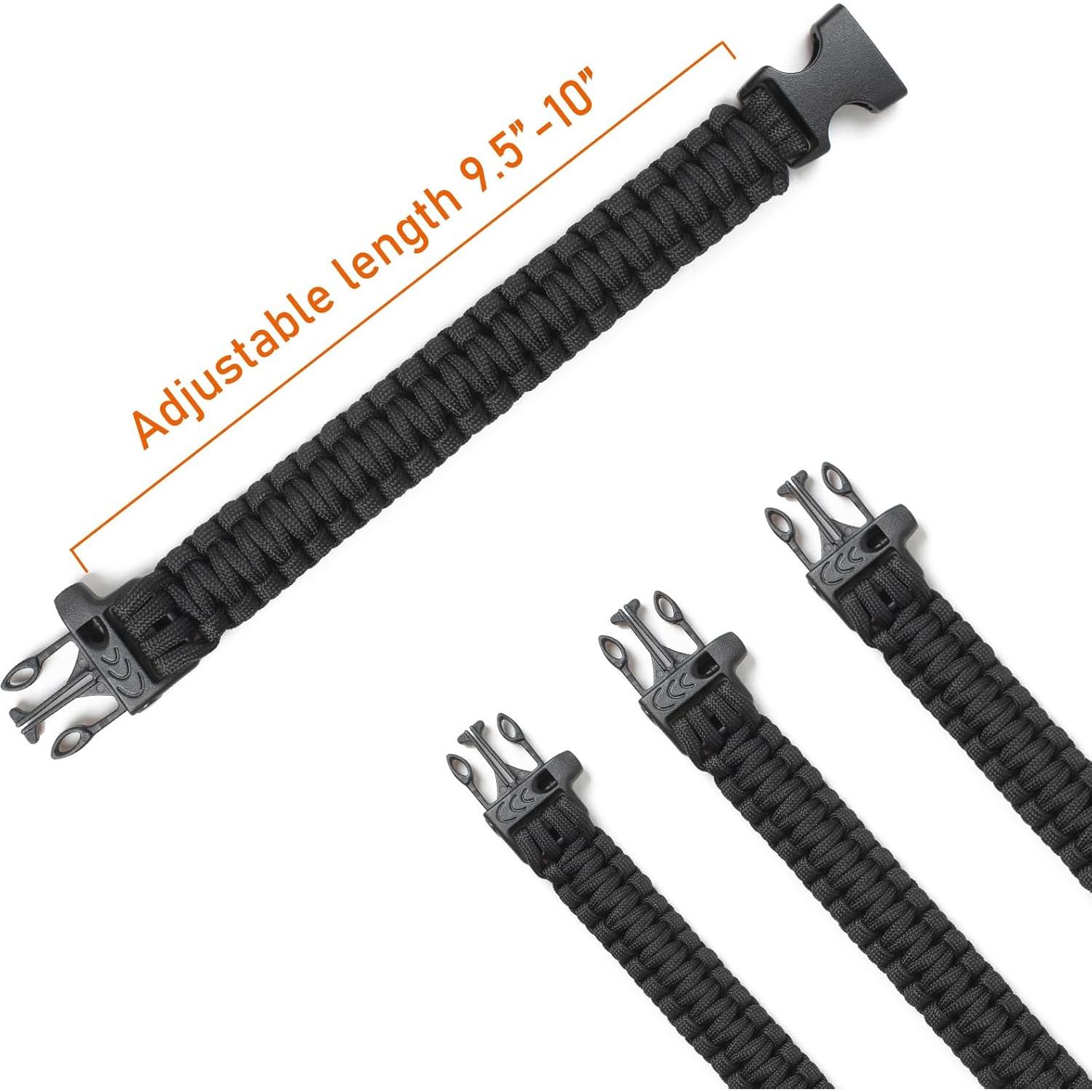 Paquete de 3 Pulseras de Supervivencia Paracord Lemubeane 24.6 cm