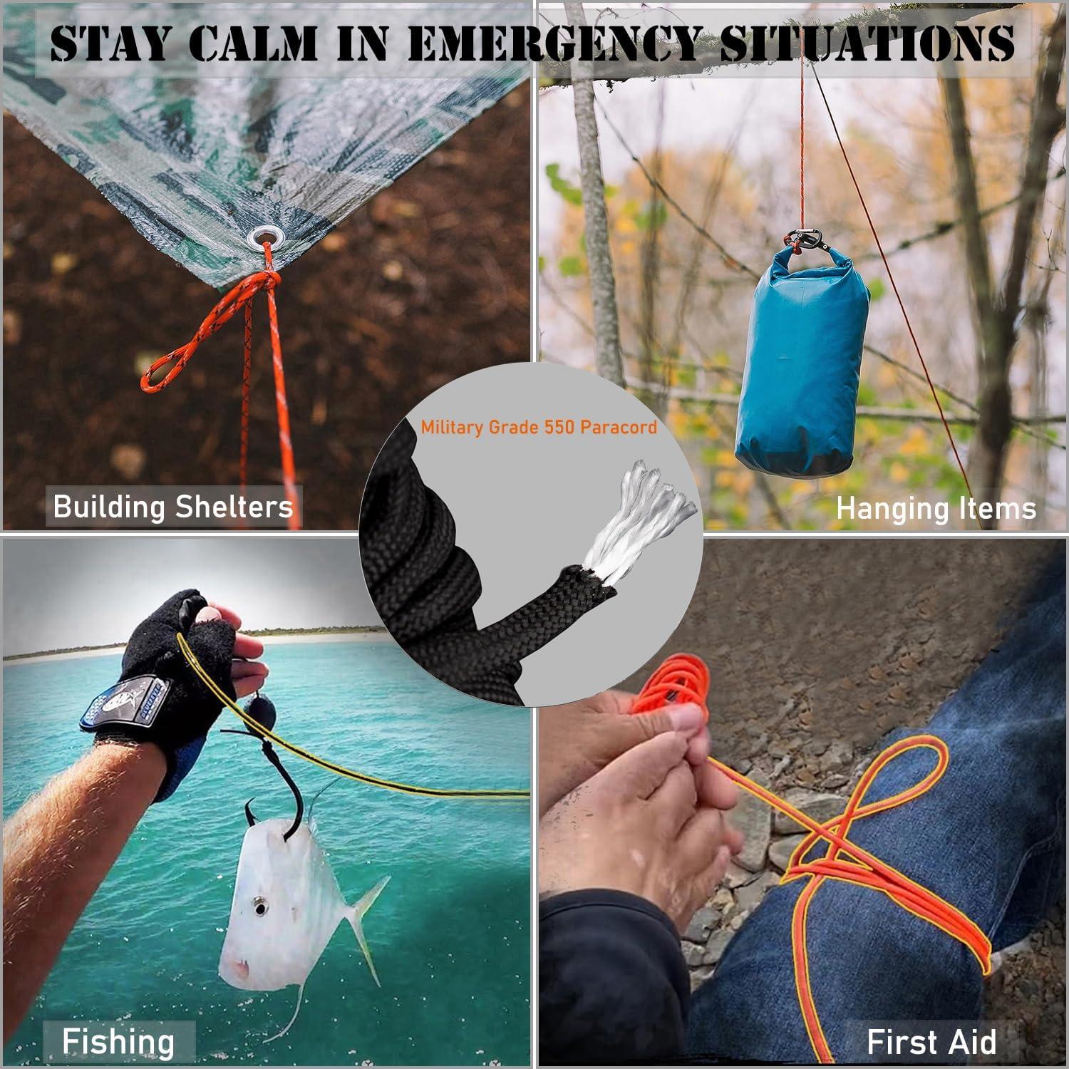 Paquete de 3 Pulseras de Supervivencia Paracord Lemubeane 24.6 cm