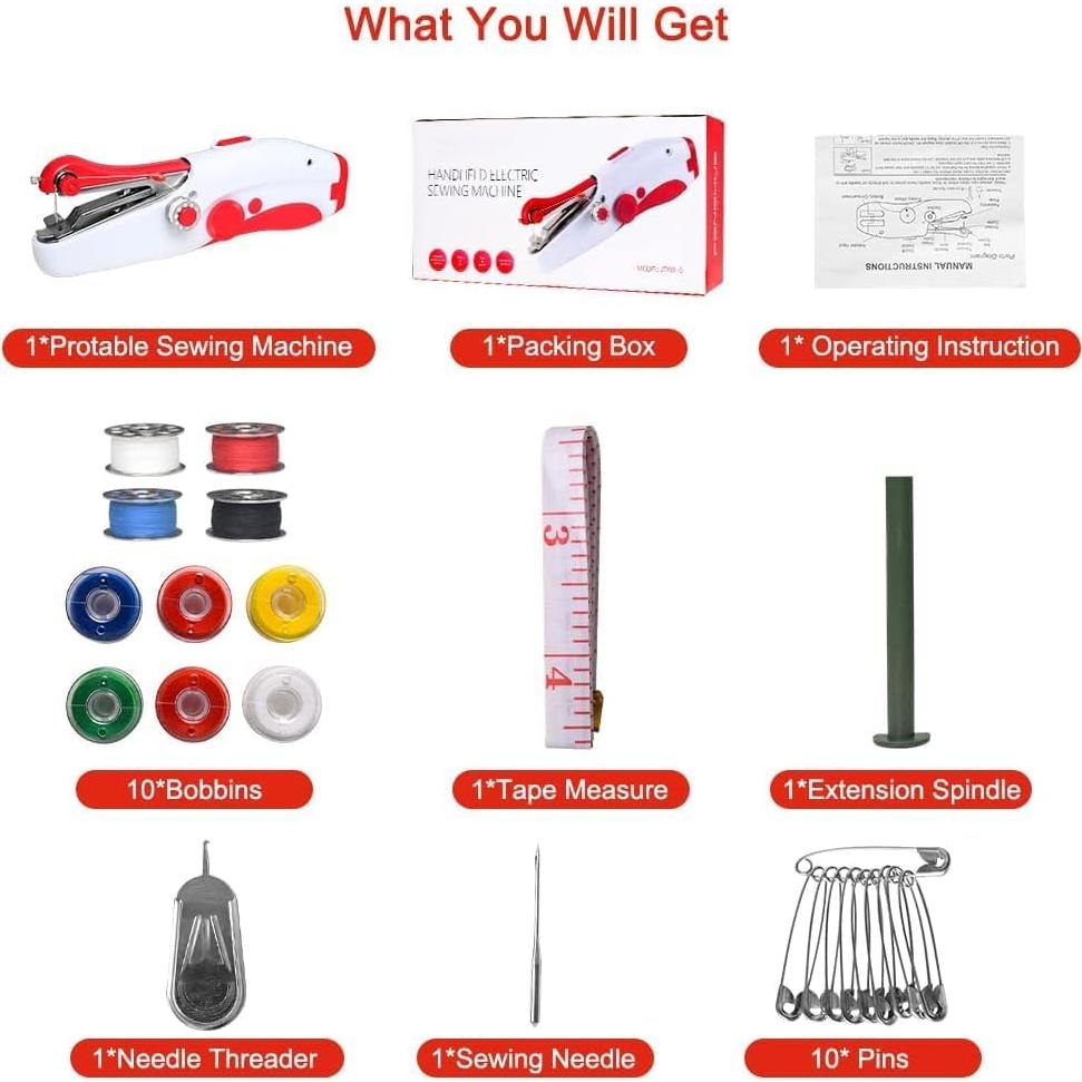 Handheld Sewing Machine, Mini Portable Electric Sewing Machine for Beginners Adult, Easy to Use and Fast Stitch Suitable for Clothes,Fabrics, Cutains,DIY Home Travel