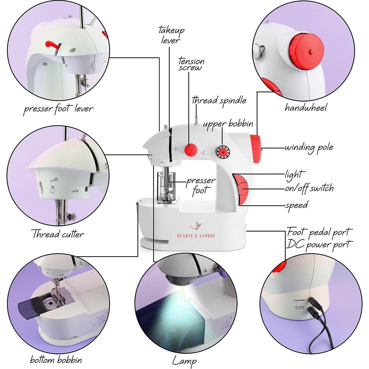 Mini Máquina de Coser Portátil Hearth & Harbor 0.91 kg