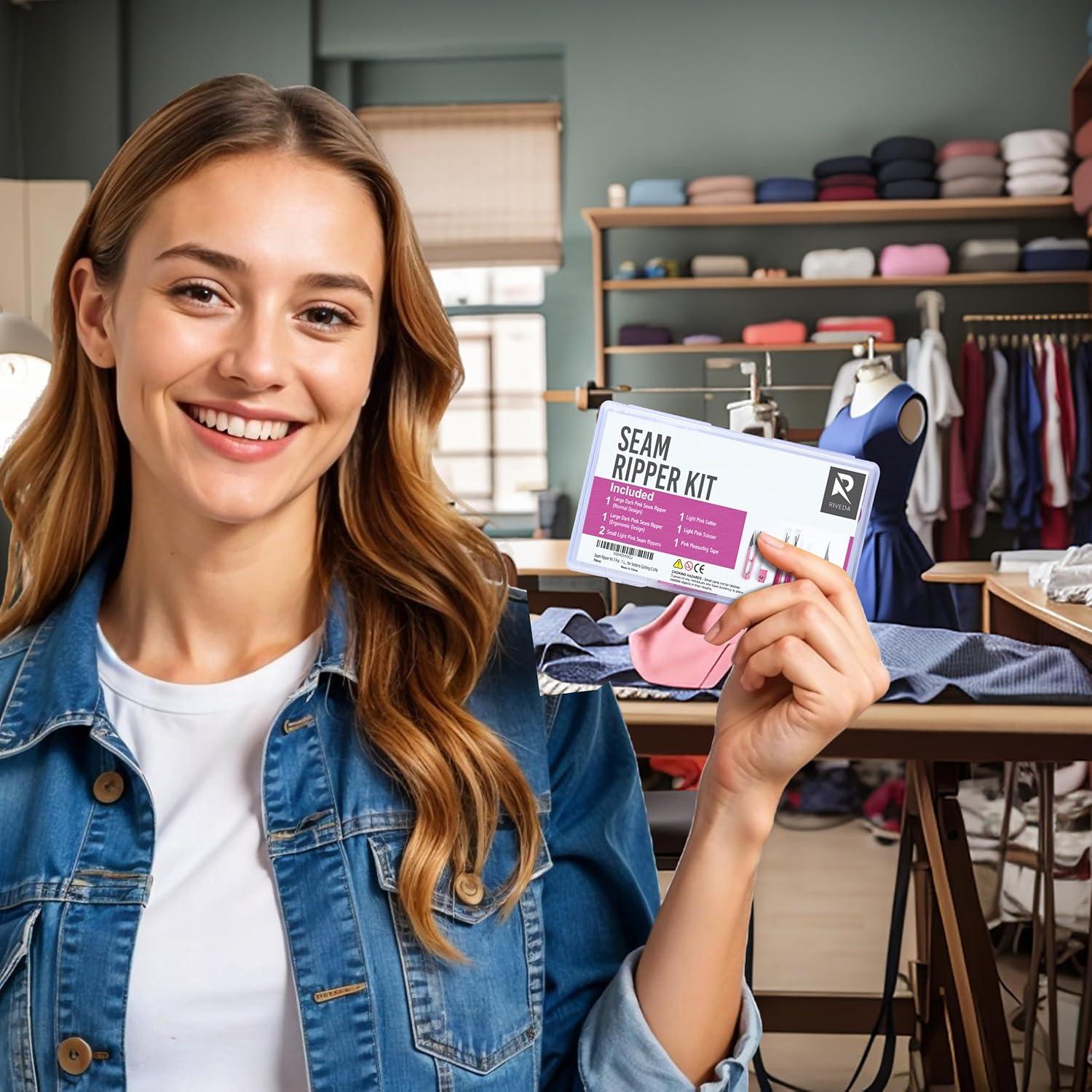 Kit de Costura Riveda 7 Pcs - Descosedores, Tijeras y Cinta Métrica