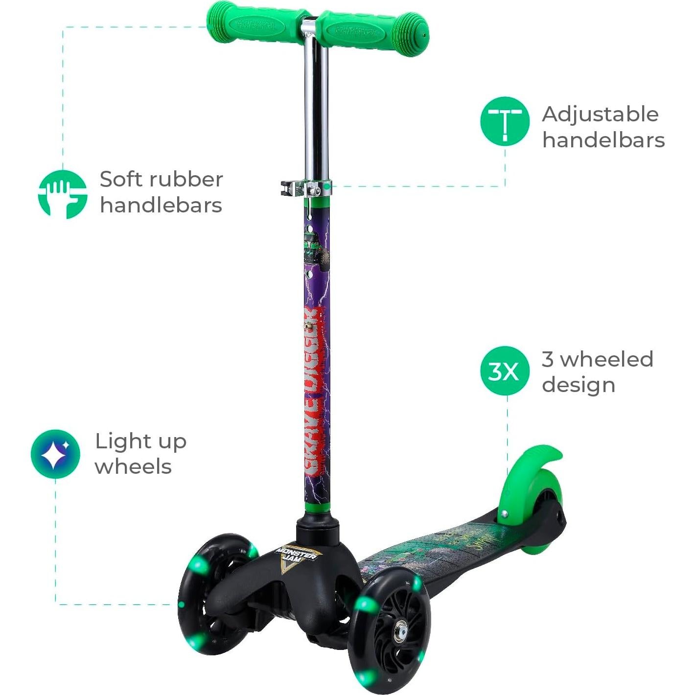 Scooter Autobalanceado Voyager Monster Jam 3 Ruedas Iluminadas
