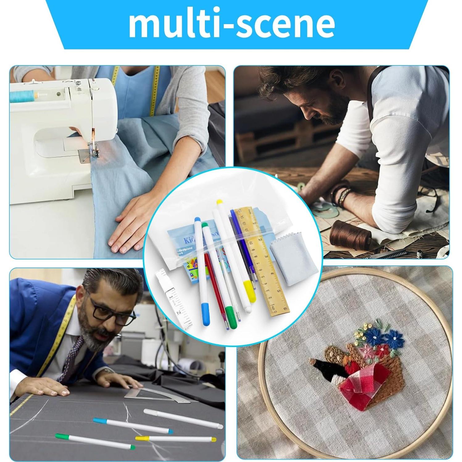 Juego de 12 Marcadores de Tela HOPKASE - Borrables y Lavables