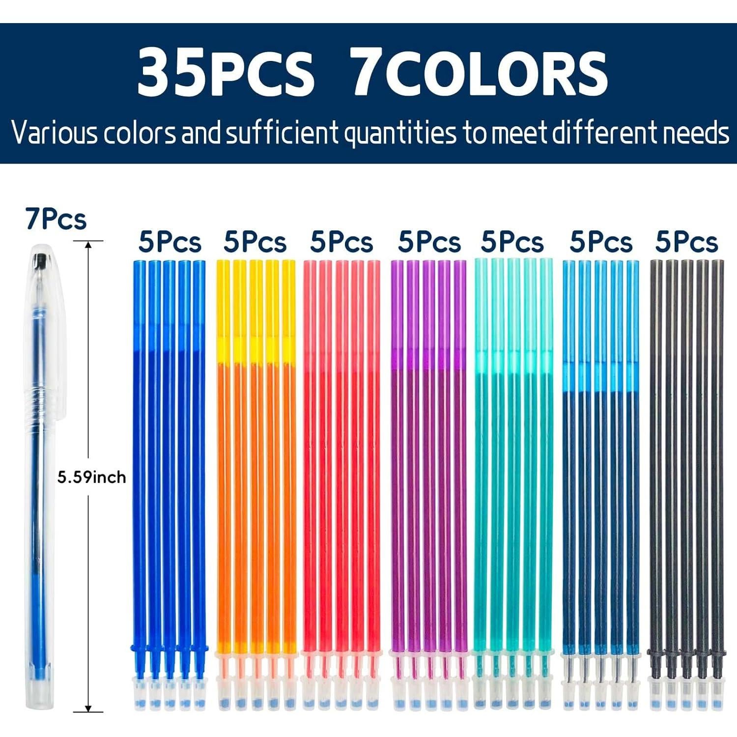 Bolígrafos Borrables por Calor Jauisus 7 Pcs con 35 Recargas