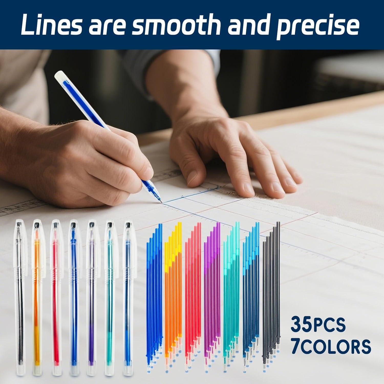 Bolígrafos Borrables por Calor Jauisus 7 Pcs con 35 Recargas