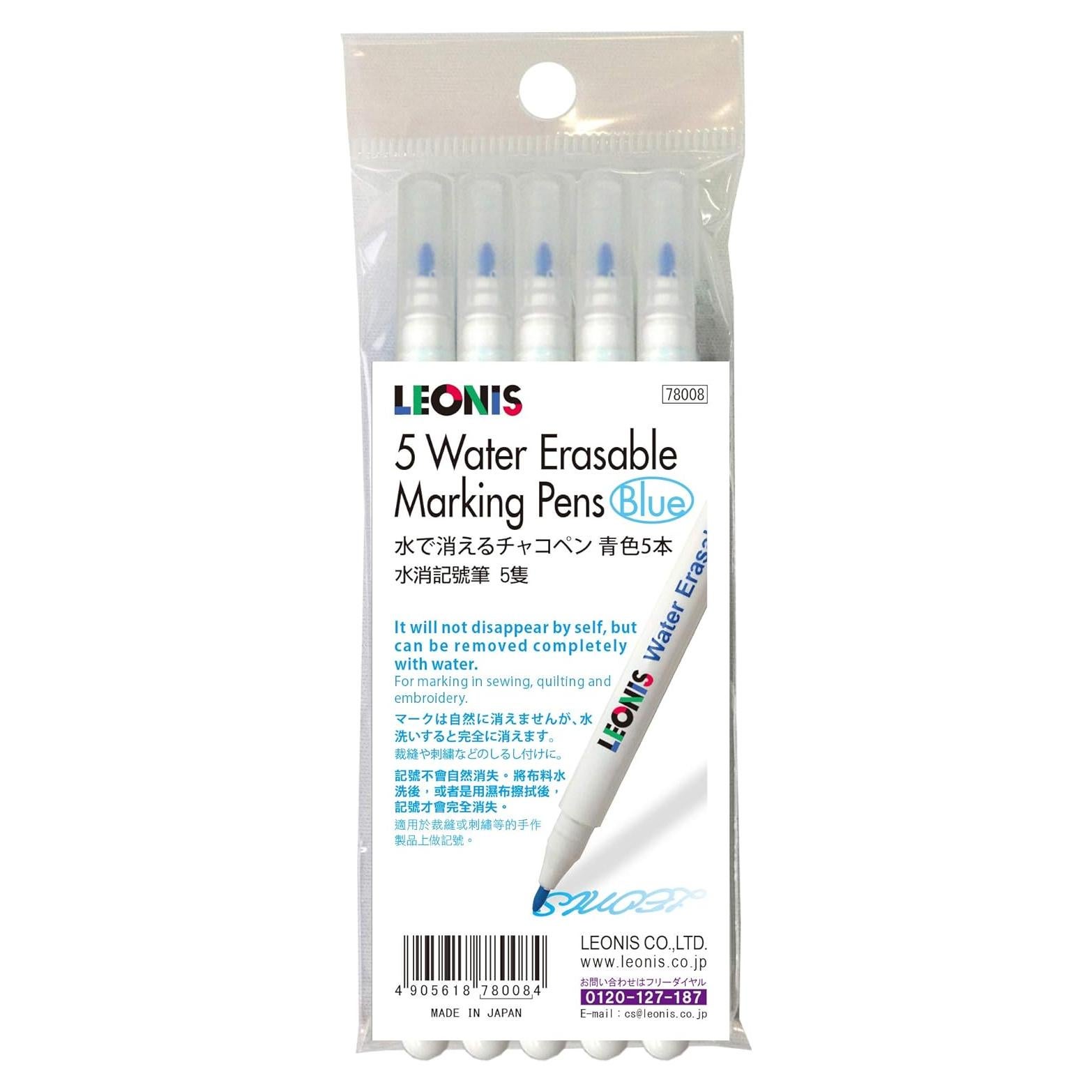 Bolígrafo de Marcado Borrable LEONIS Azul Paquete de 5