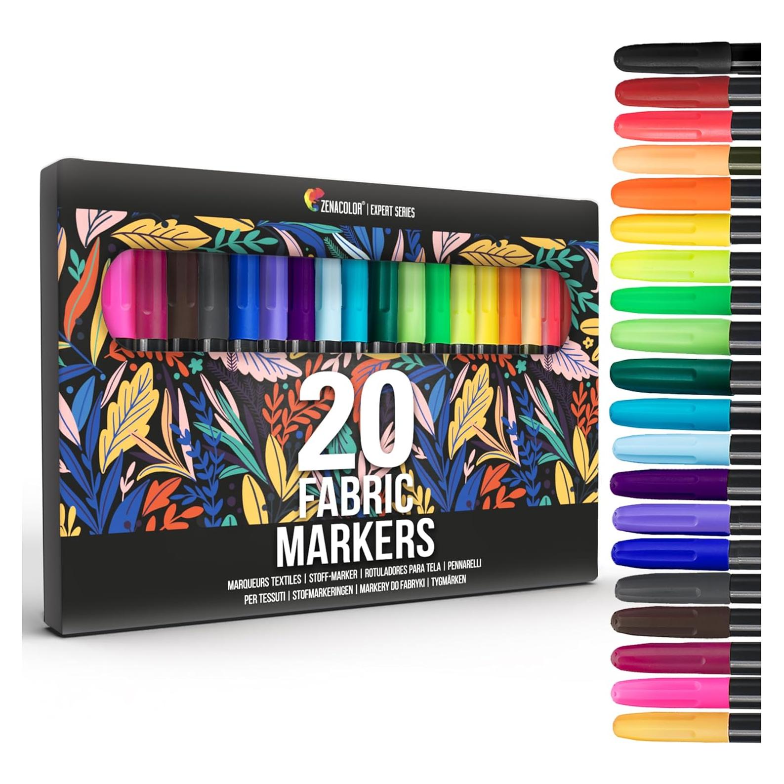Marcadores de Tela Zenacolor 20 Unidades Punta Fina Multicolor