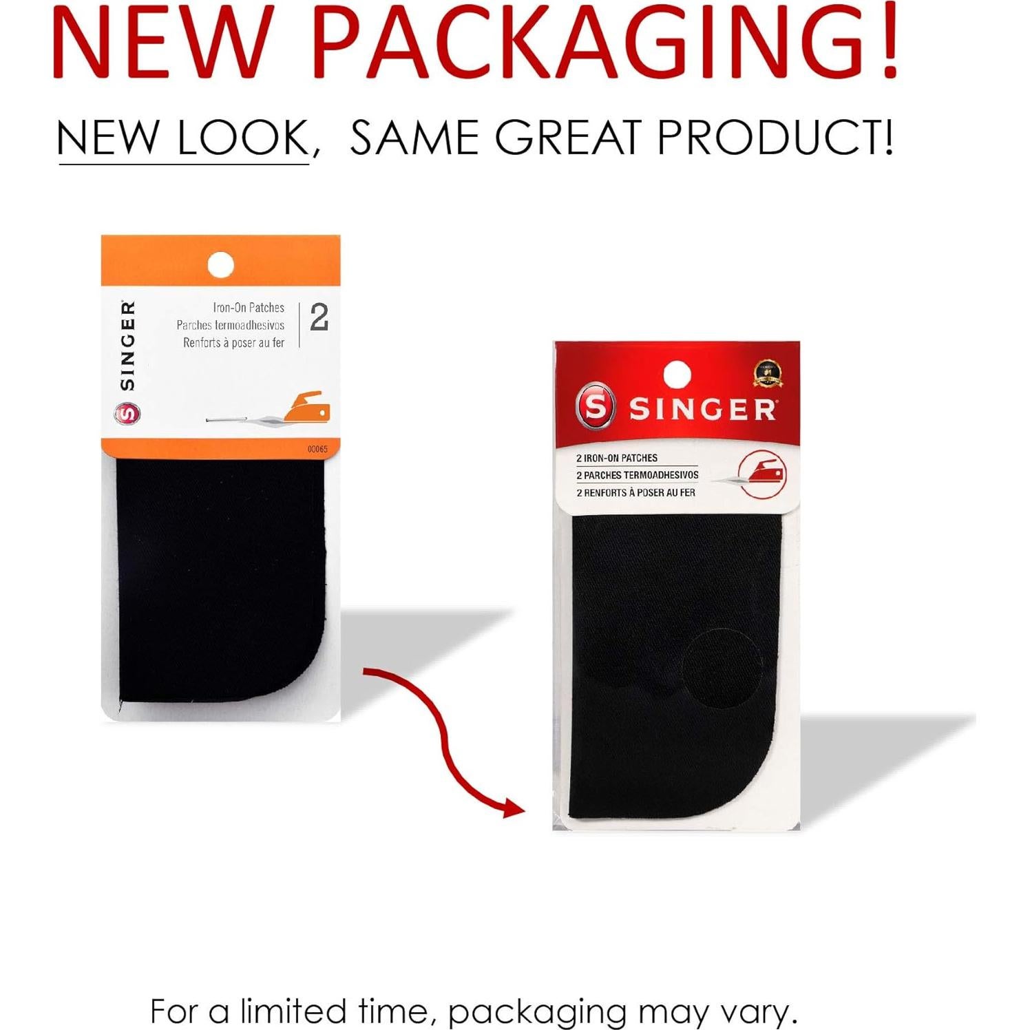 Parche Termoadhesivo SINGER 00065 Negro 12.7x12.7 cm 2 Unidades