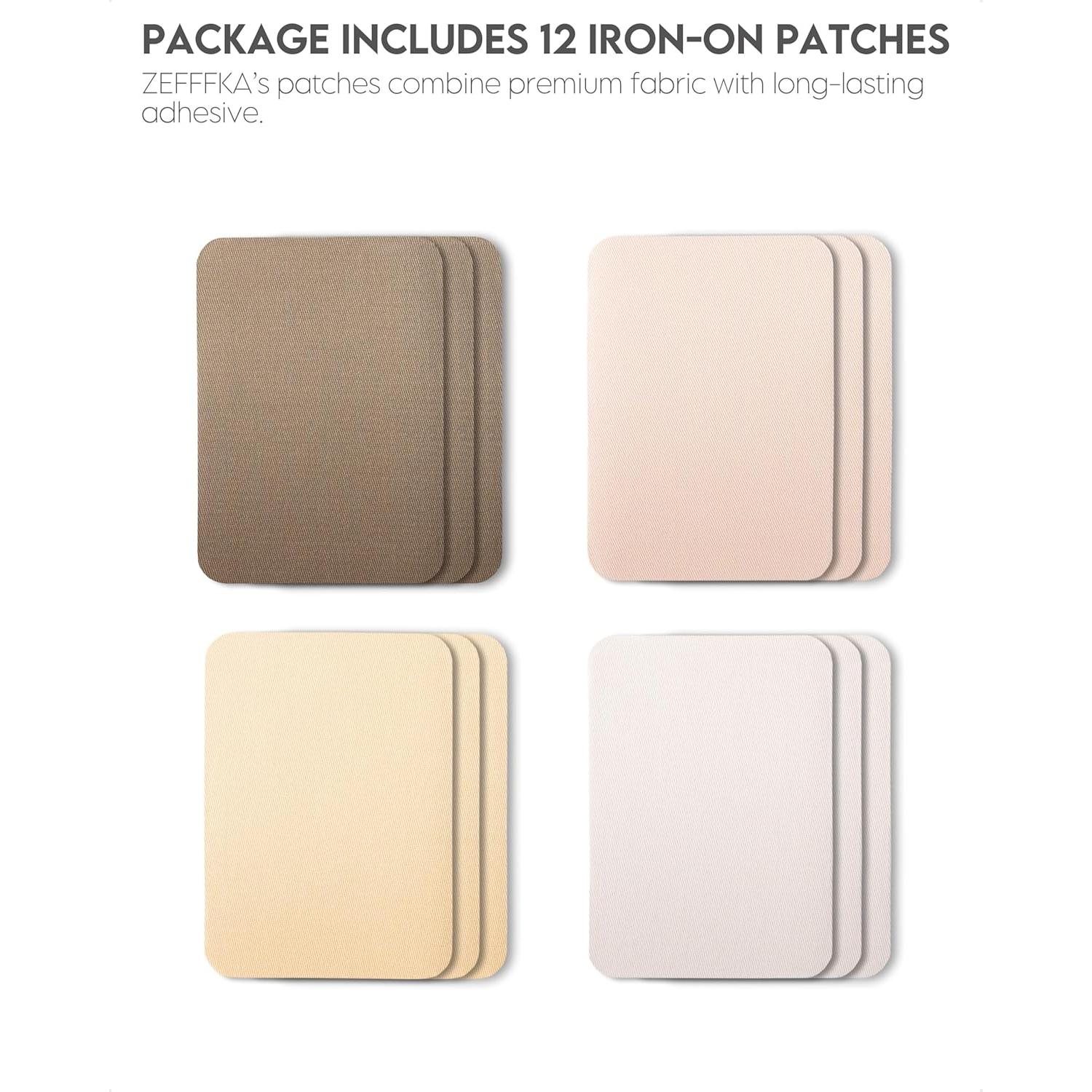 Parches de Tela ZEFFFKA 12 Piezas 100% Algodón 7.5x10.5 cm