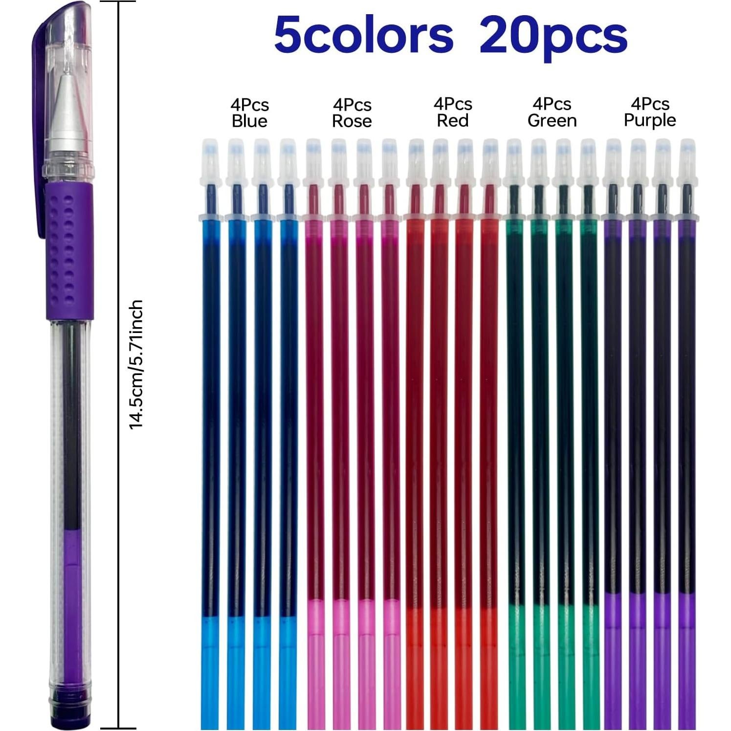 5 Marcadores de Tela Borrables Dinggaogao 0.5mm 5 Colores