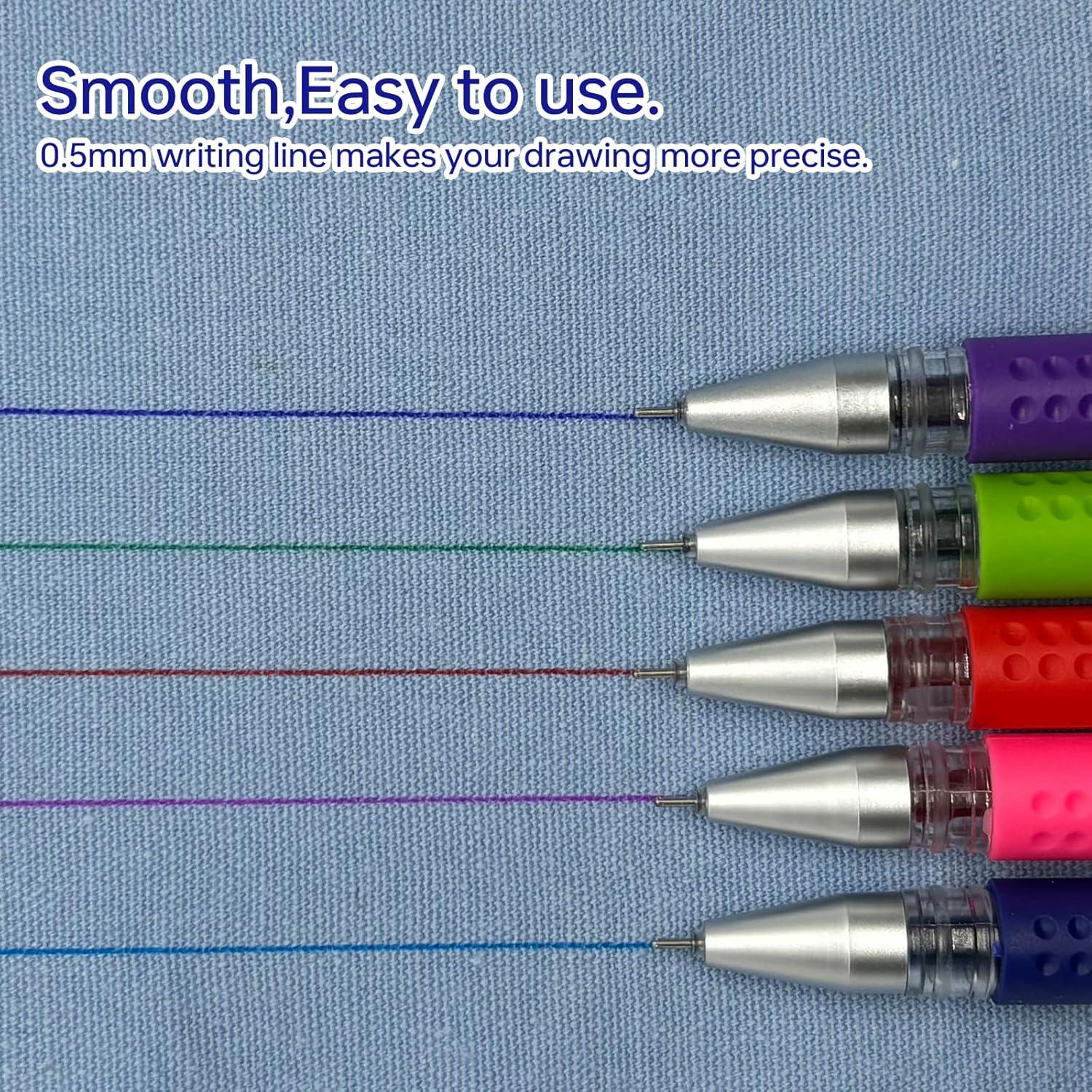 5 Marcadores de Tela Borrables Dinggaogao 0.5mm 5 Colores