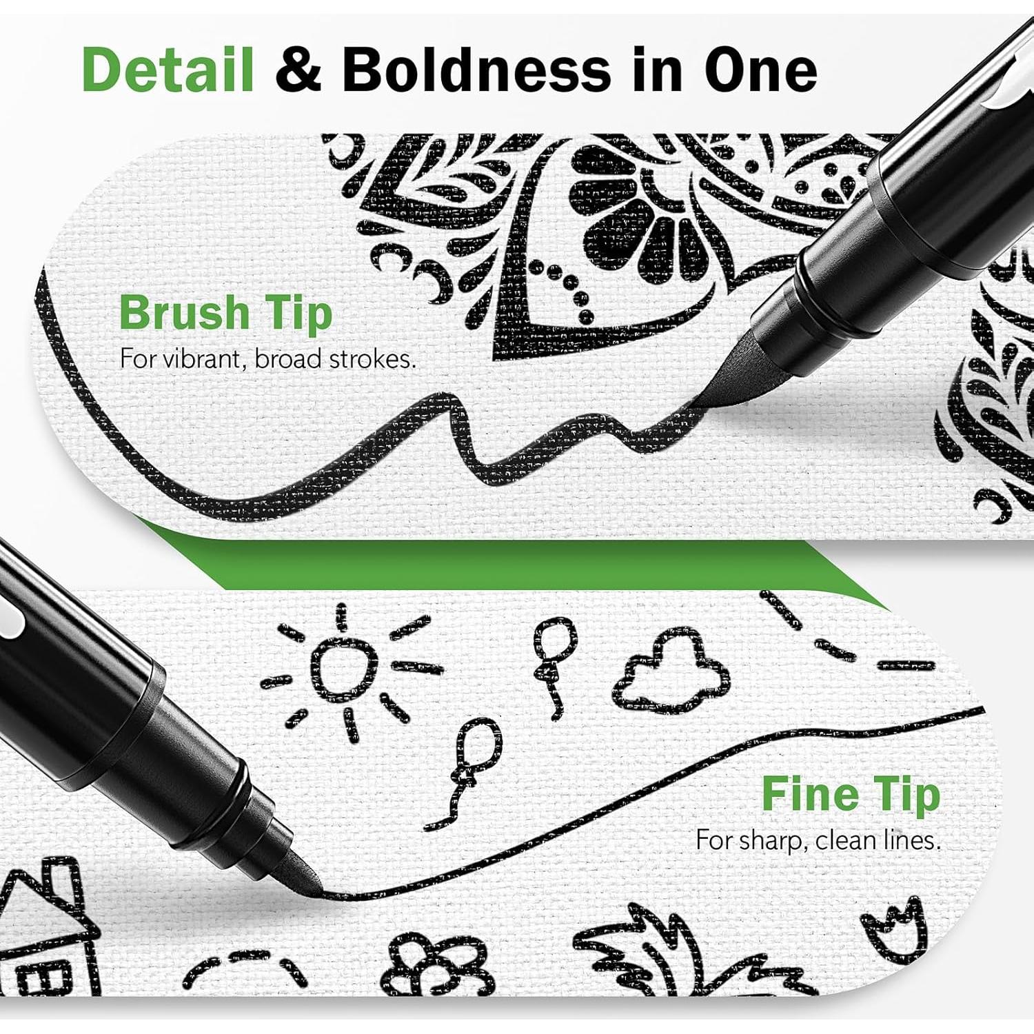 Marcadores de Tela Negros Gain-Art Doble Punta 5 Piezas