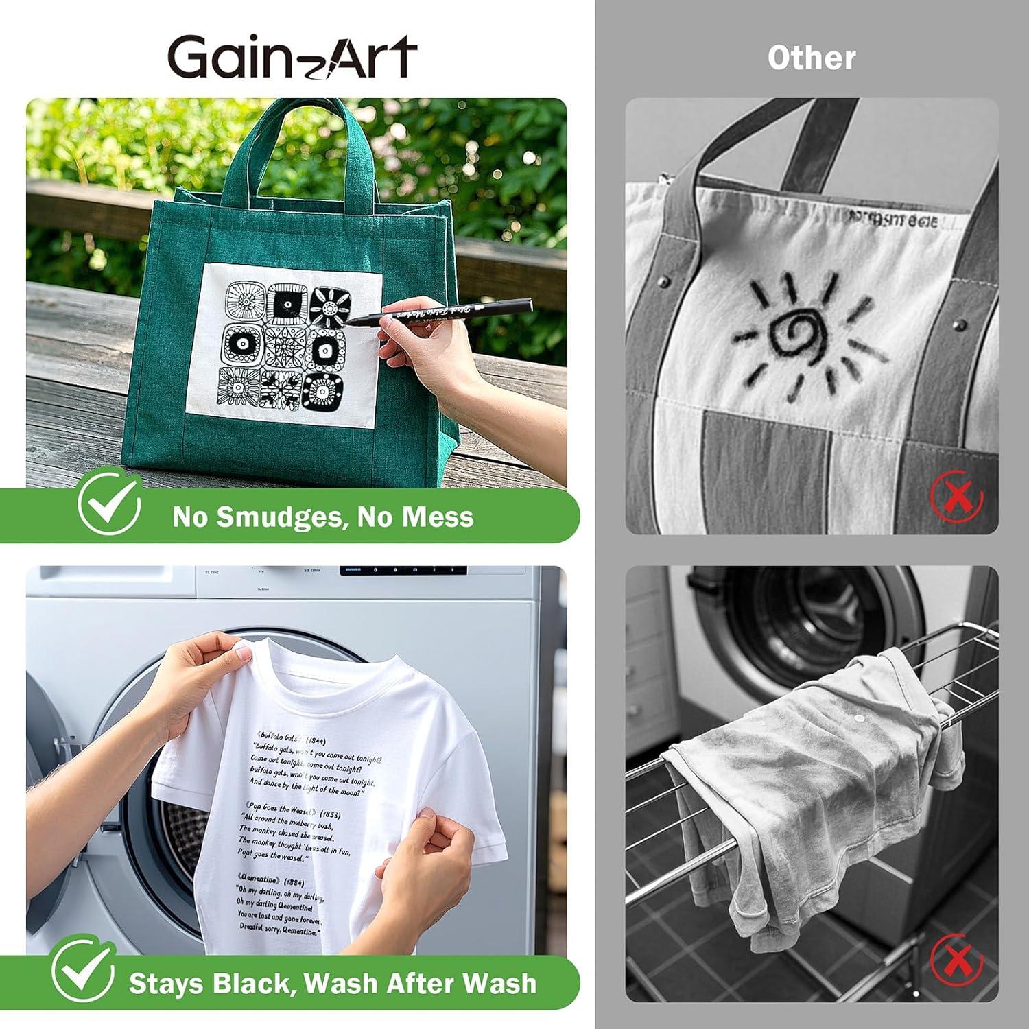 Marcadores de Tela Negros Gain-Art Doble Punta 5 Piezas