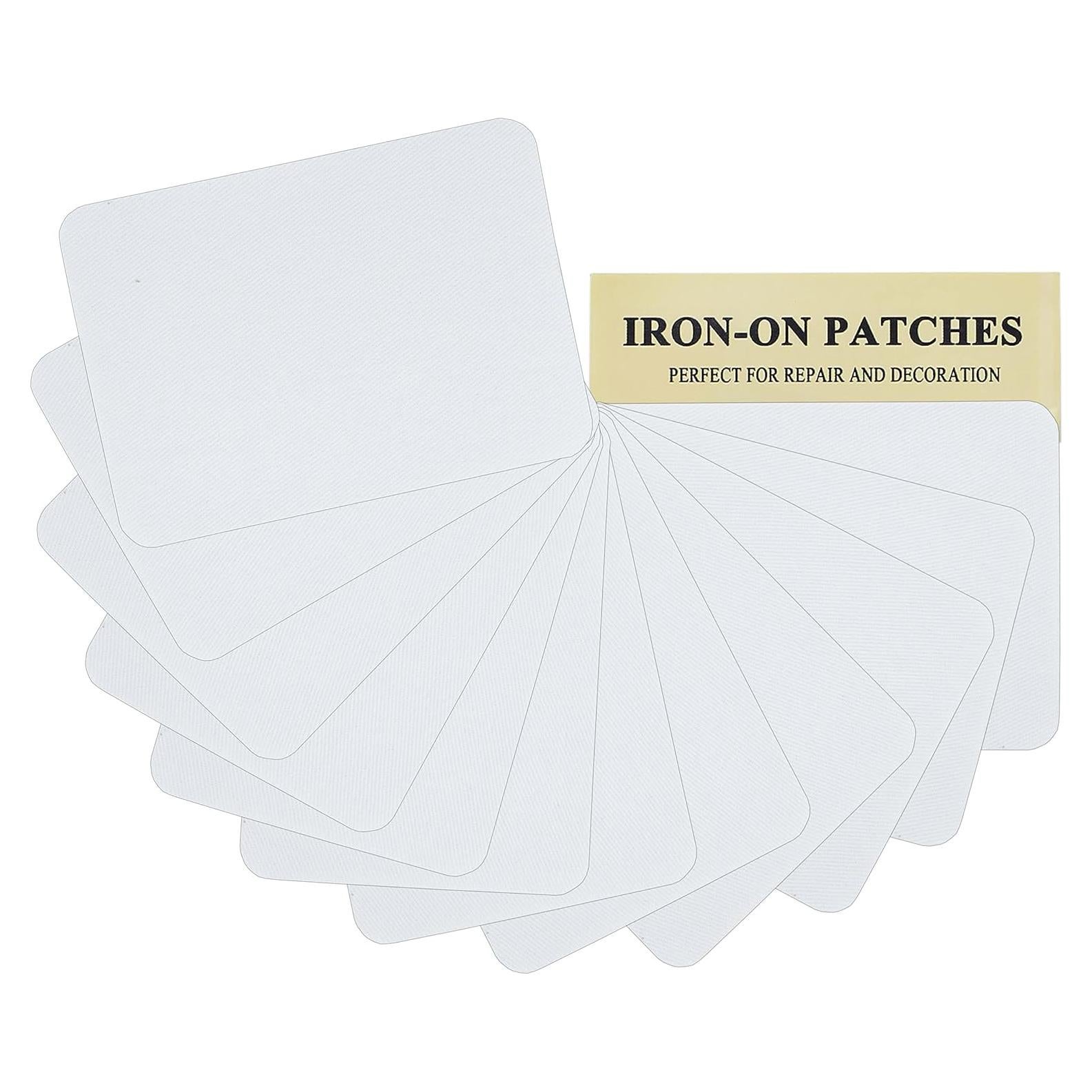 12 Parches de Tela Algodón J.CARP para Planchar - Blanco 10.5x7.5 cm