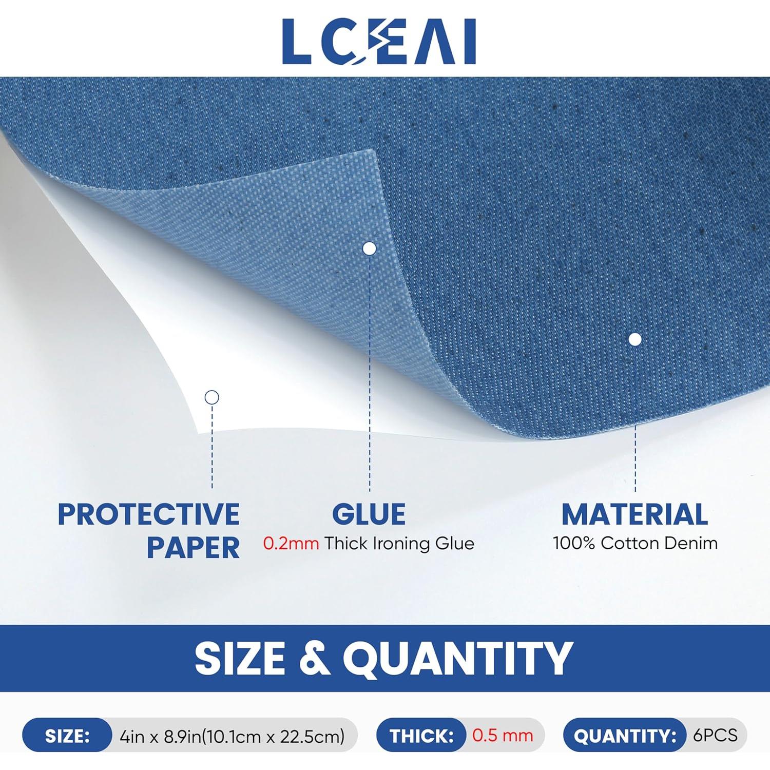 Parche de mezclilla LCEAI para reparar jeans - 6 colores 10.1x22.6cm