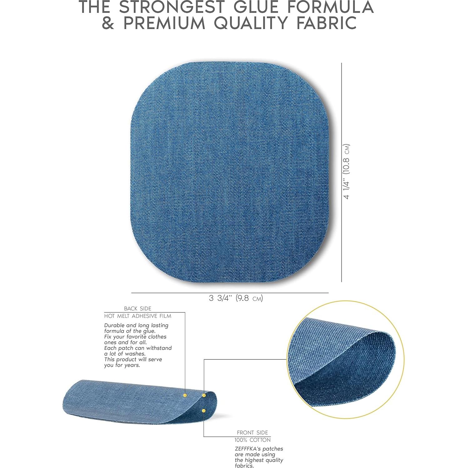Parches Termoadhesivos ZEFFFKA 10 Piezas Algodón Azul y Negro