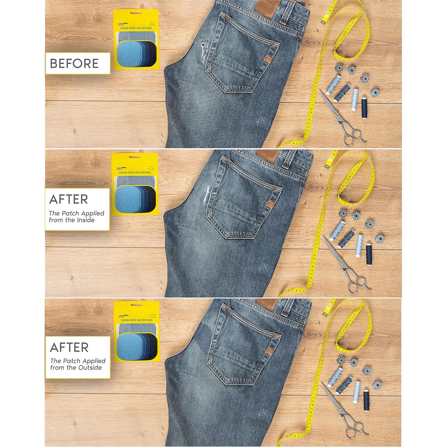 Parches Termoadhesivos ZEFFFKA 10 Piezas Algodón Azul y Negro