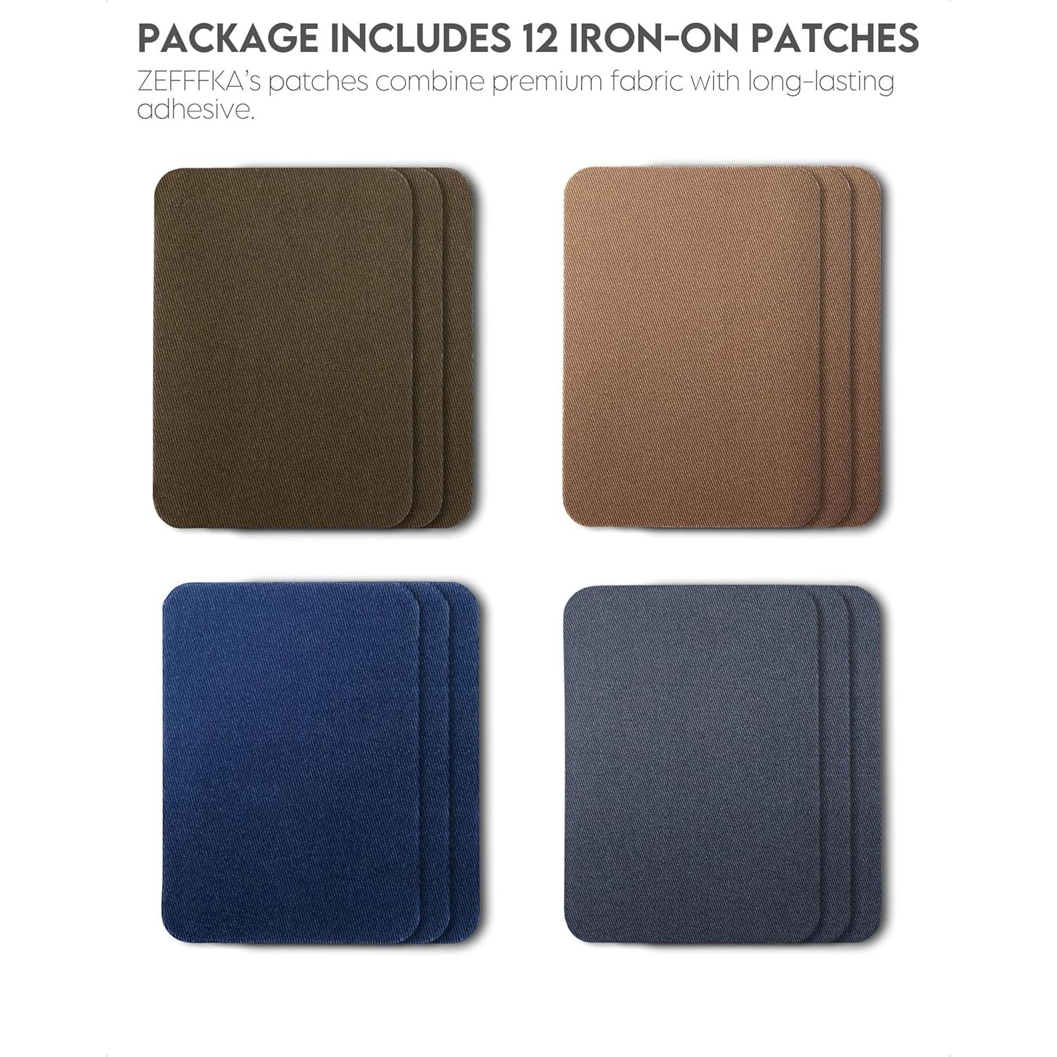 ZEFFFKA Kit de 12 Parches de Tela Autoadhesivos 100% Algodón