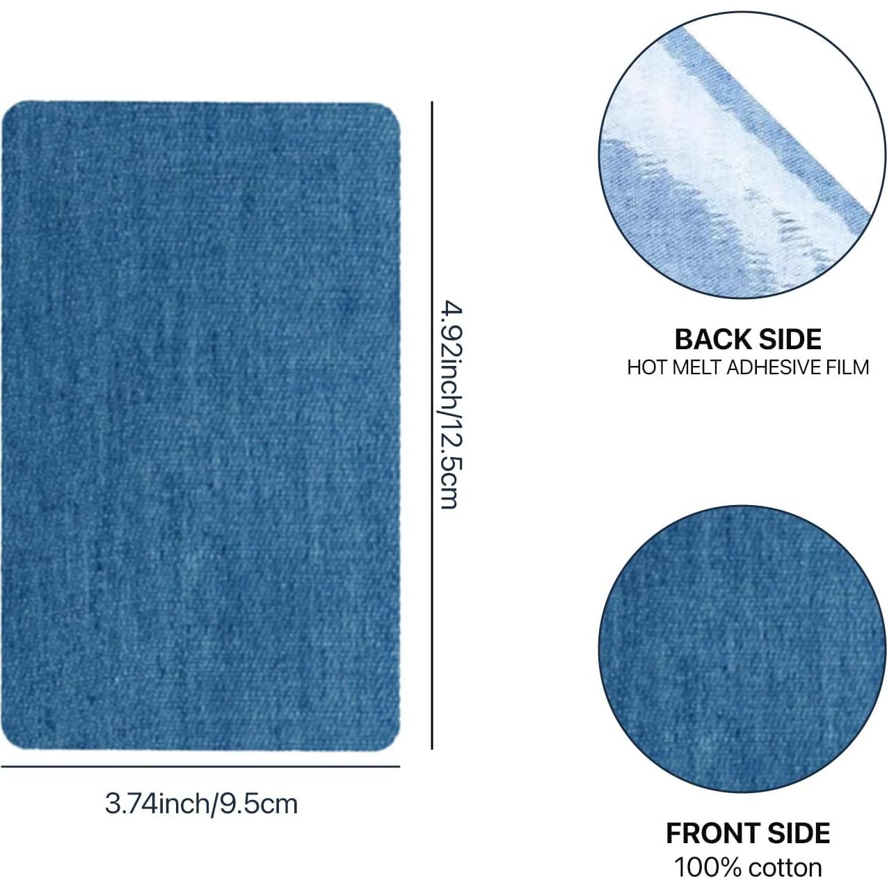 Kit 15 Piezas Parche Termoadhesivo Algodón Azul 12.5x9.5cm