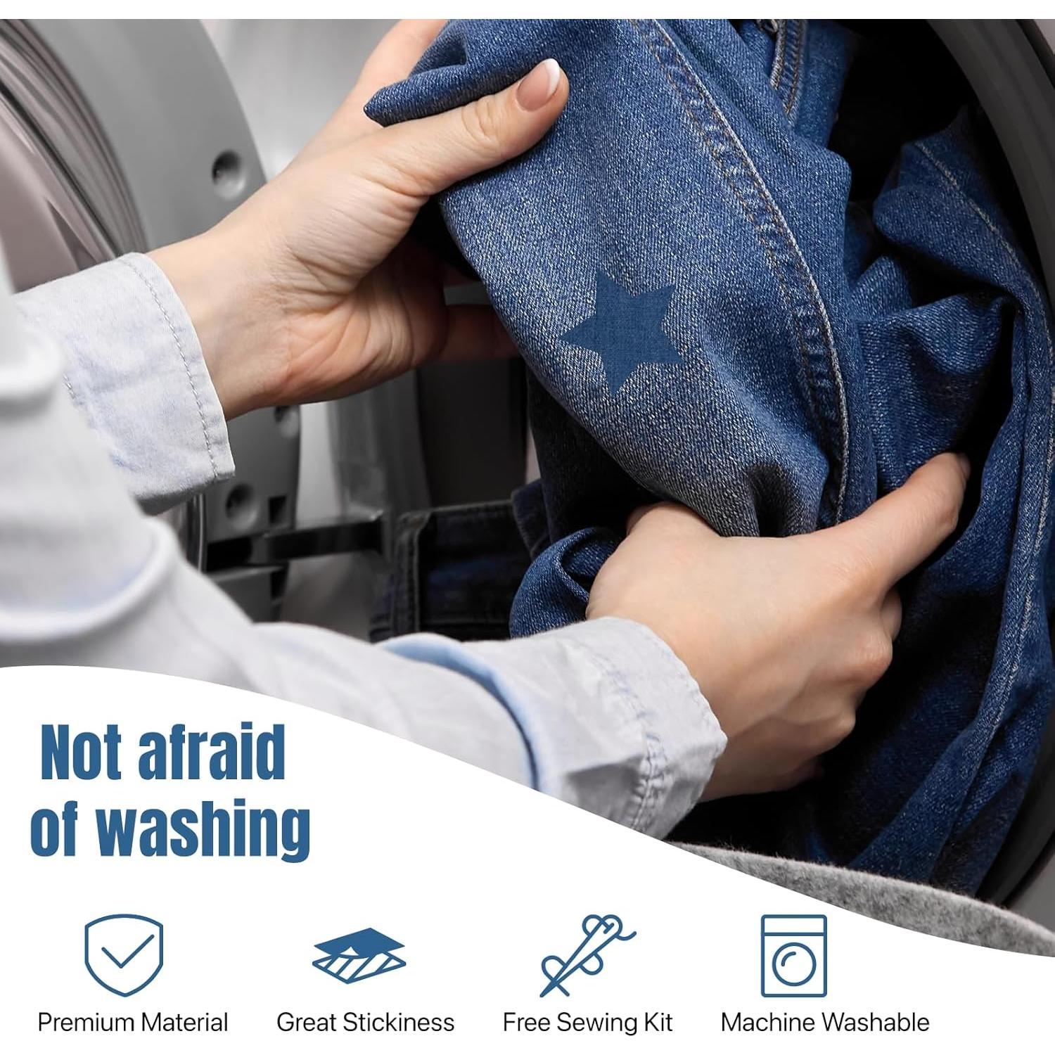 Kit 15 Piezas Parche Termoadhesivo Algodón Azul 12.5x9.5cm