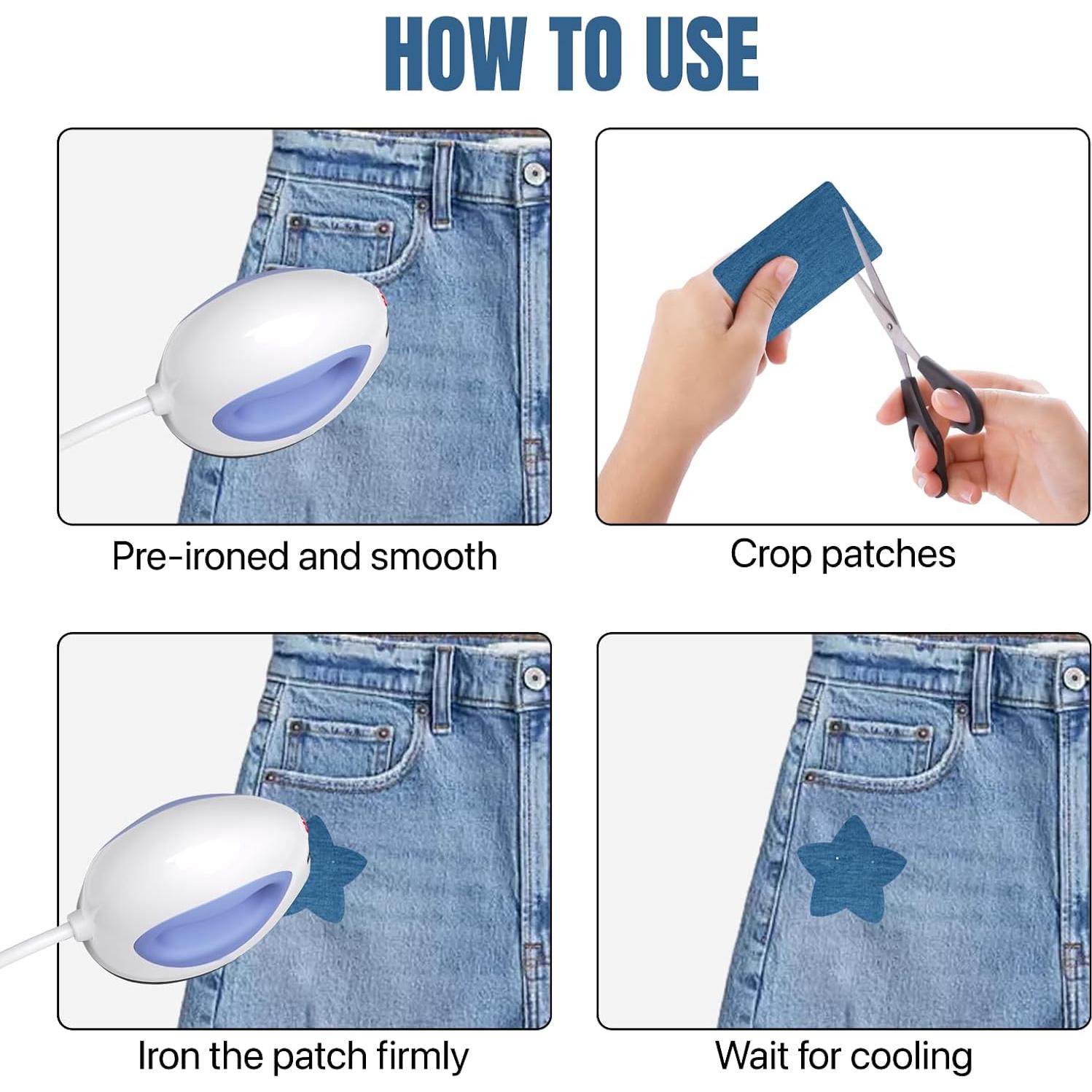 Kit 15 Piezas Parche Termoadhesivo Algodón Azul 12.5x9.5cm