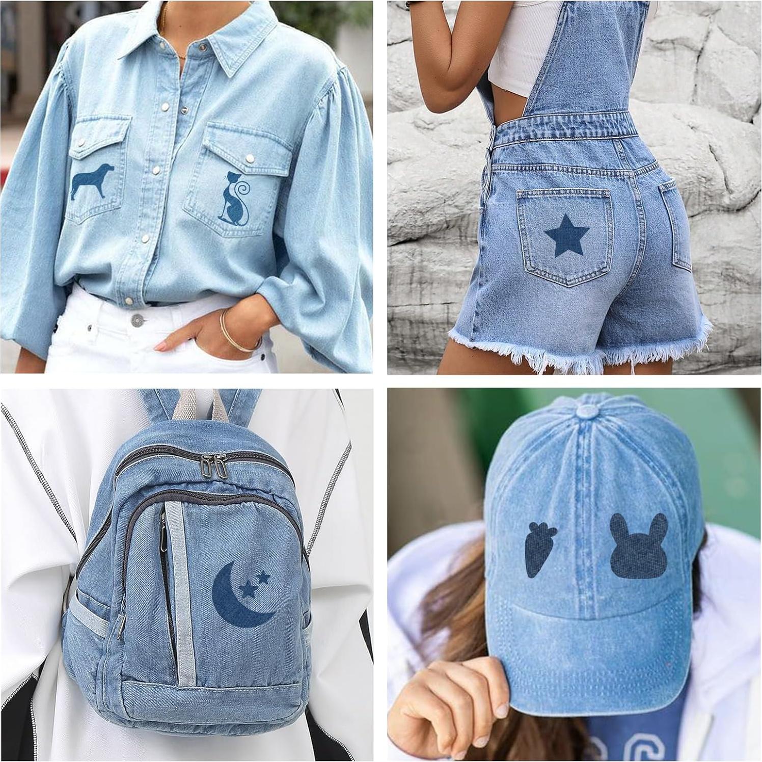 Kit 15 Piezas Parche Termoadhesivo Algodón Azul 12.5x9.5cm