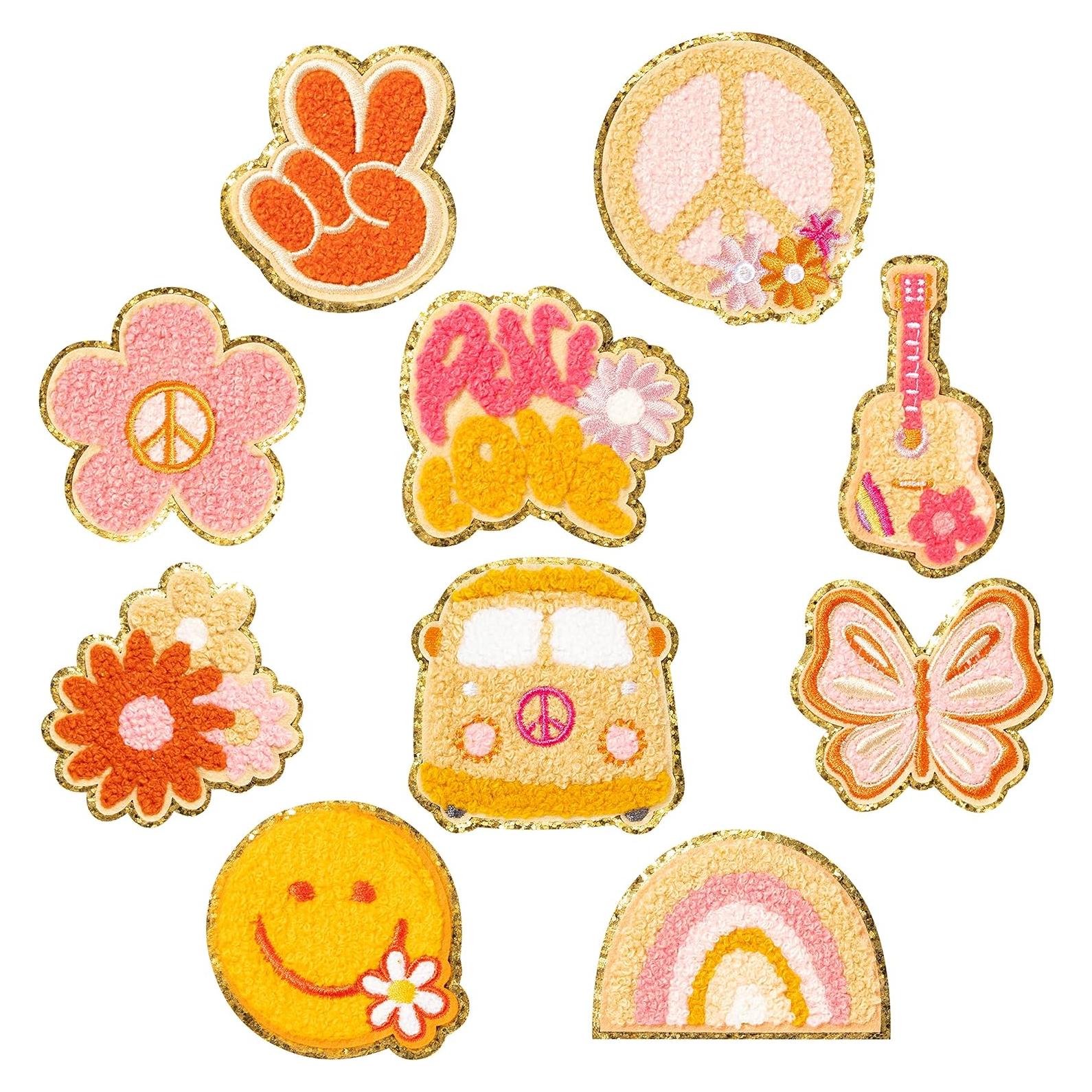 10 Parches de Chenille Retro X1zuue para Planchar y Coser