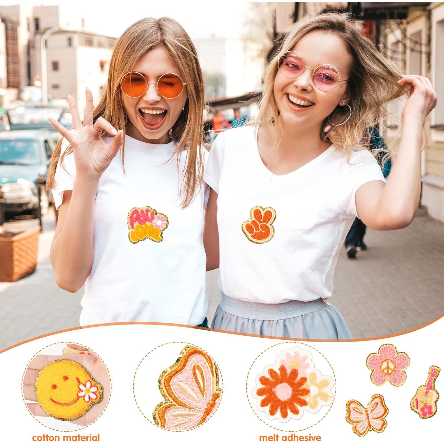 10 Parches de Chenille Retro X1zuue para Planchar y Coser