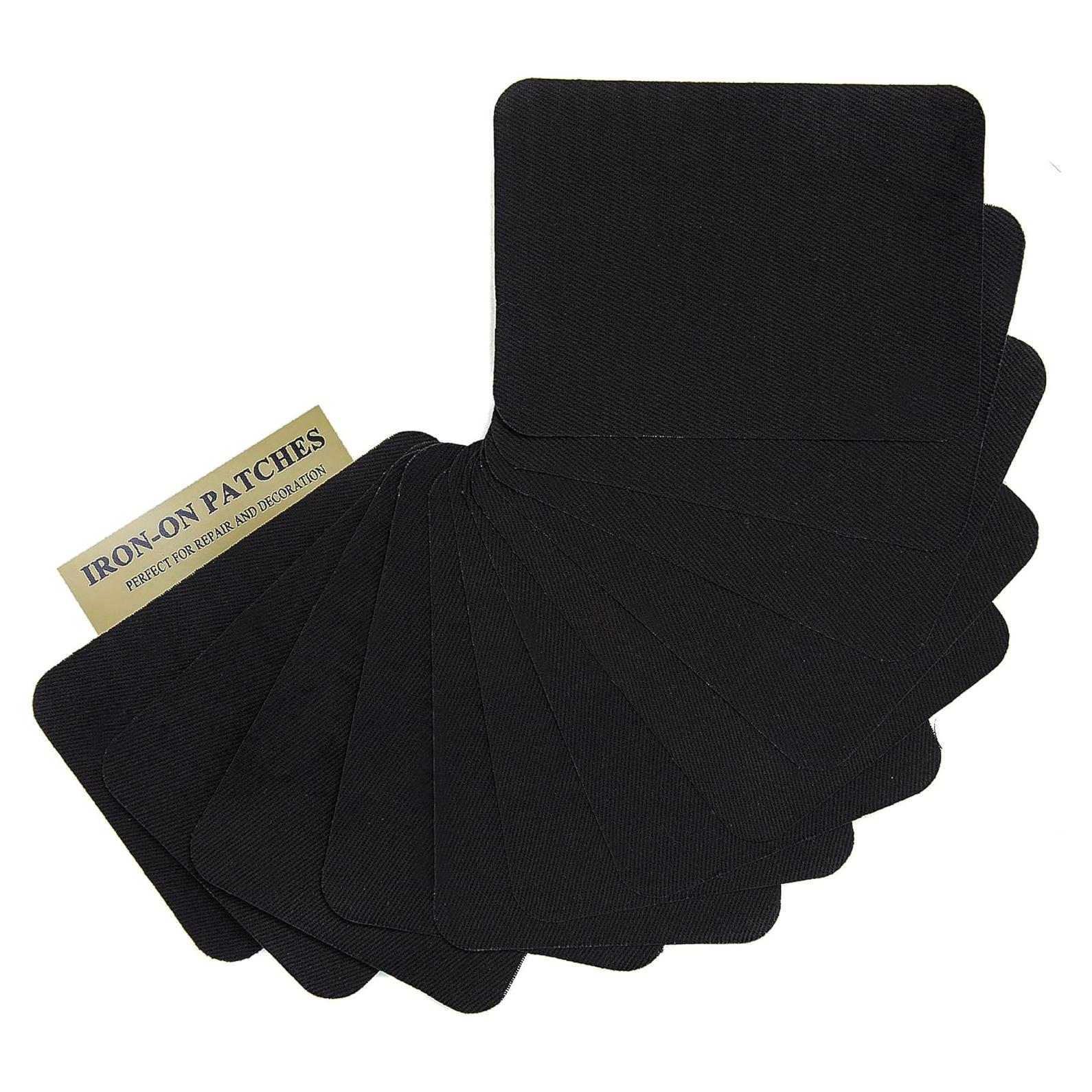 12 Parches Termoadhesivos Harsgs 100% Algodón Negro 7.5x10.5 cm